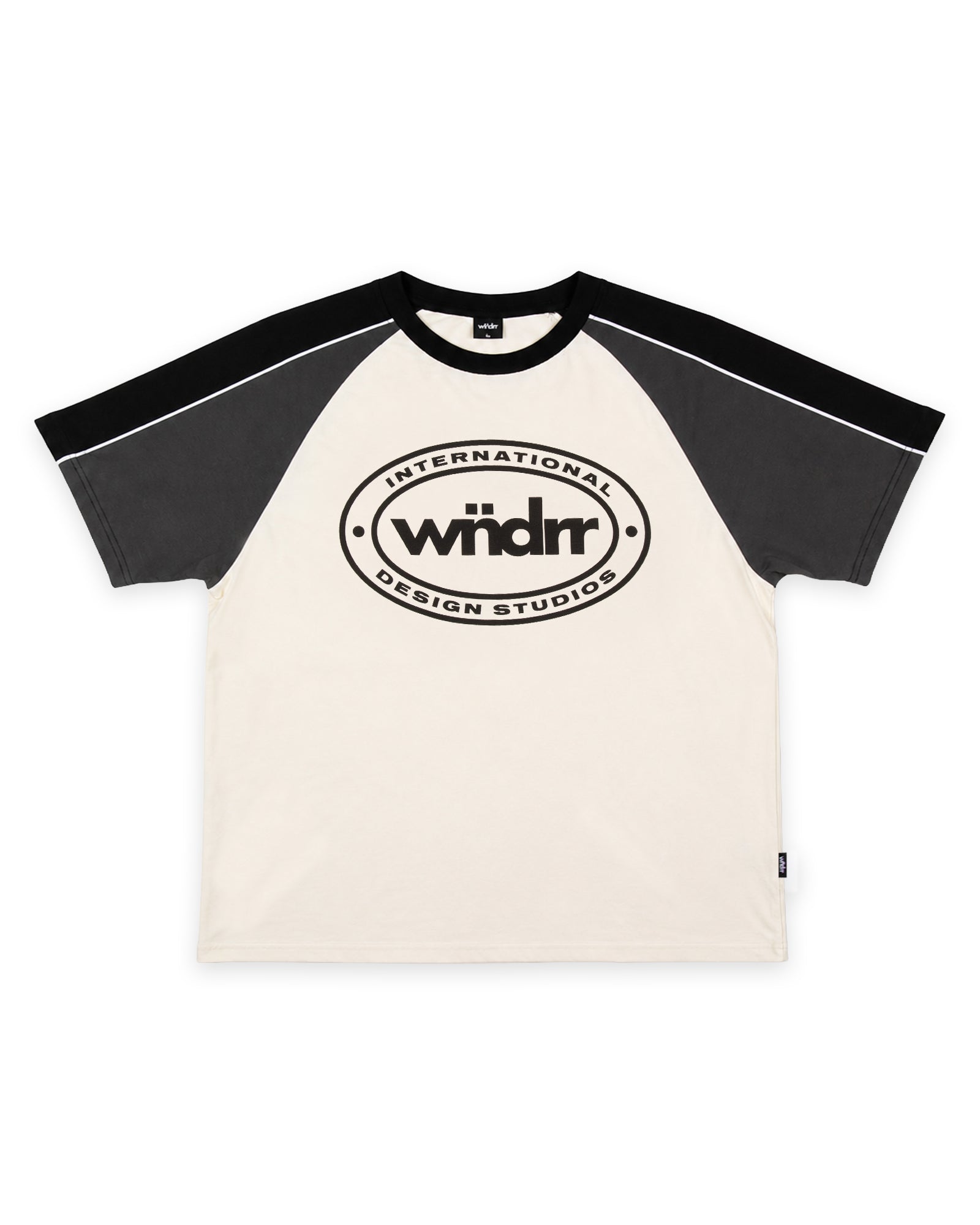 ASSET RAGLAN BOX FIT TEE - WHITE/CHARCOAL