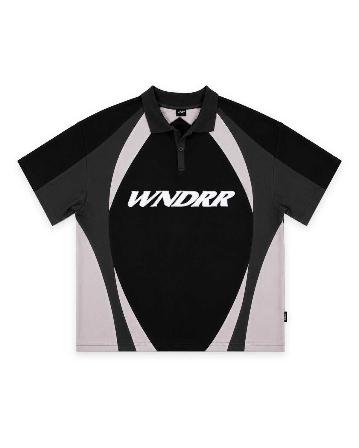 FORM PANEL S/S POLO TOP - BLACK/GREY