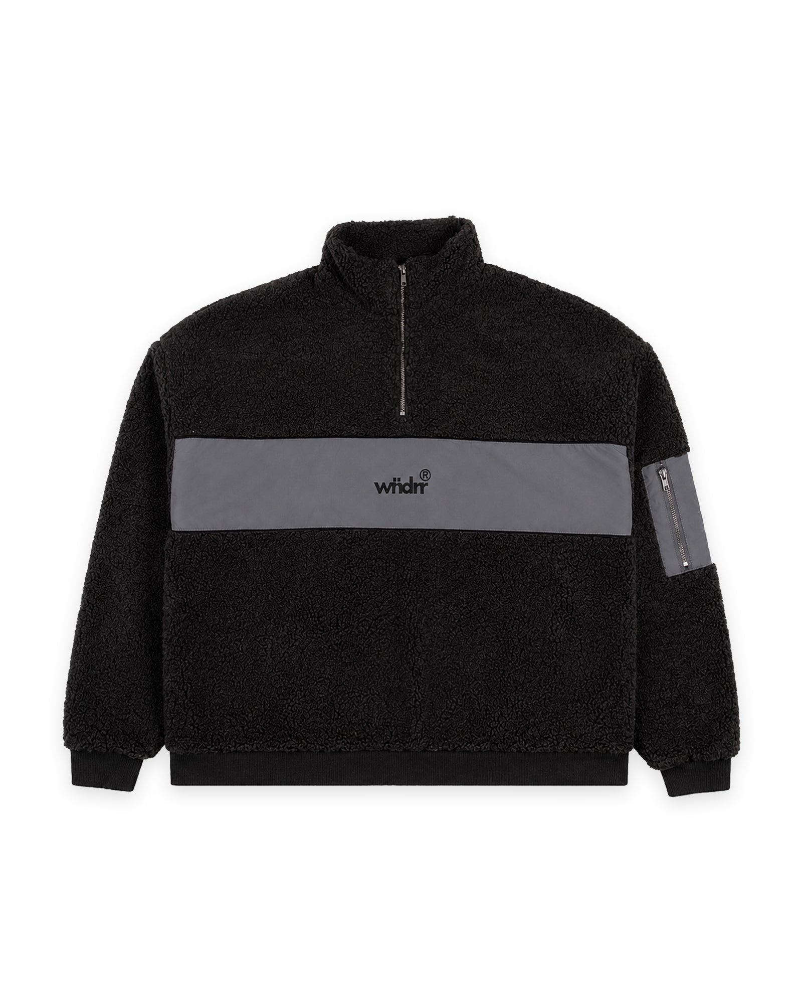 OFFCUT 1/4 ZIP SHERPA FLEECE SWEAT - FADED BLACK