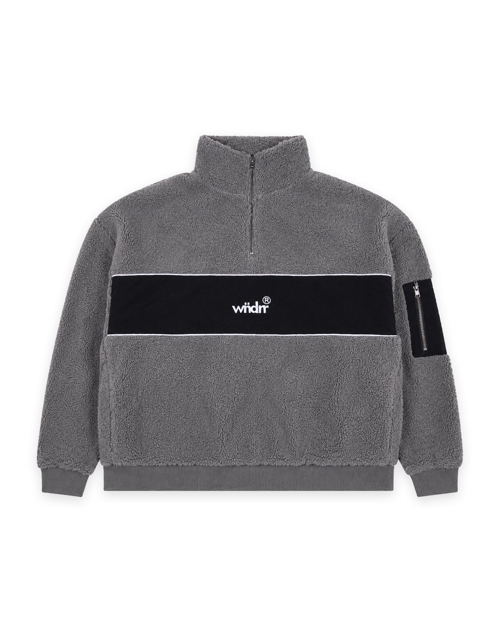 OFFCUT 1/4 ZIP SHERPA FLEECE SWEAT - GREY