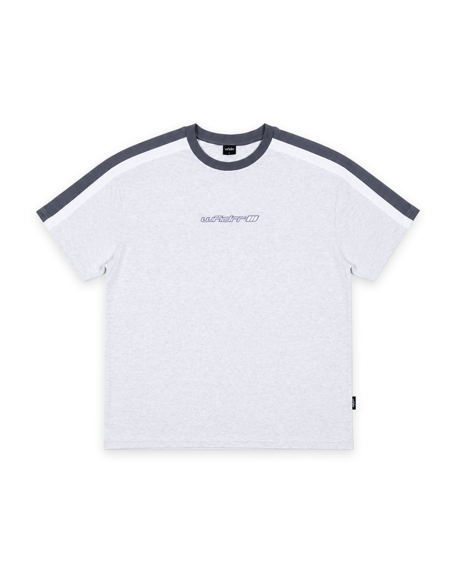 SERVER PANEL BOX FIT TEE - WHITE MARLE/BLUE