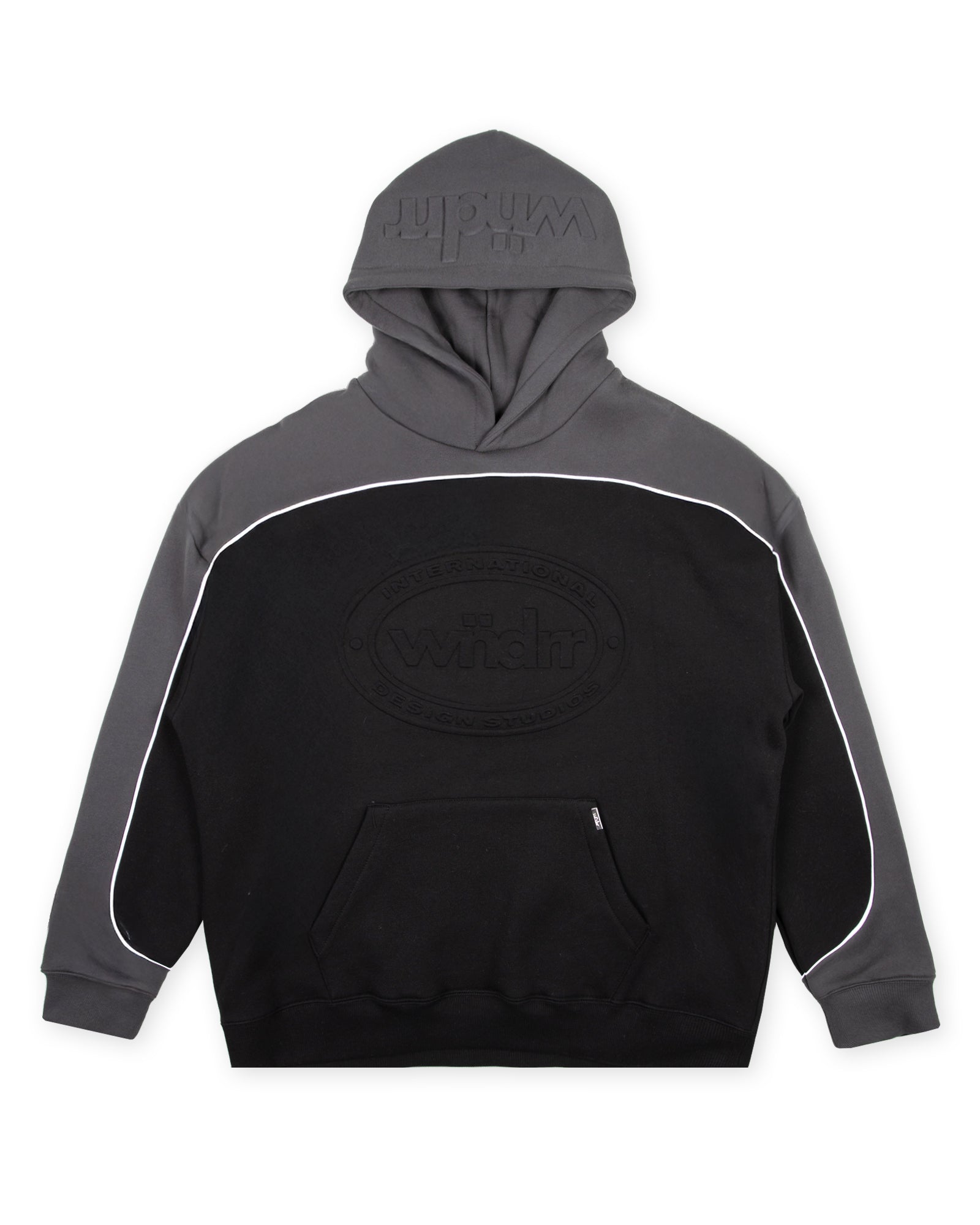 TOKEN PANEL HOOD SWEAT - BLACK/GREY
