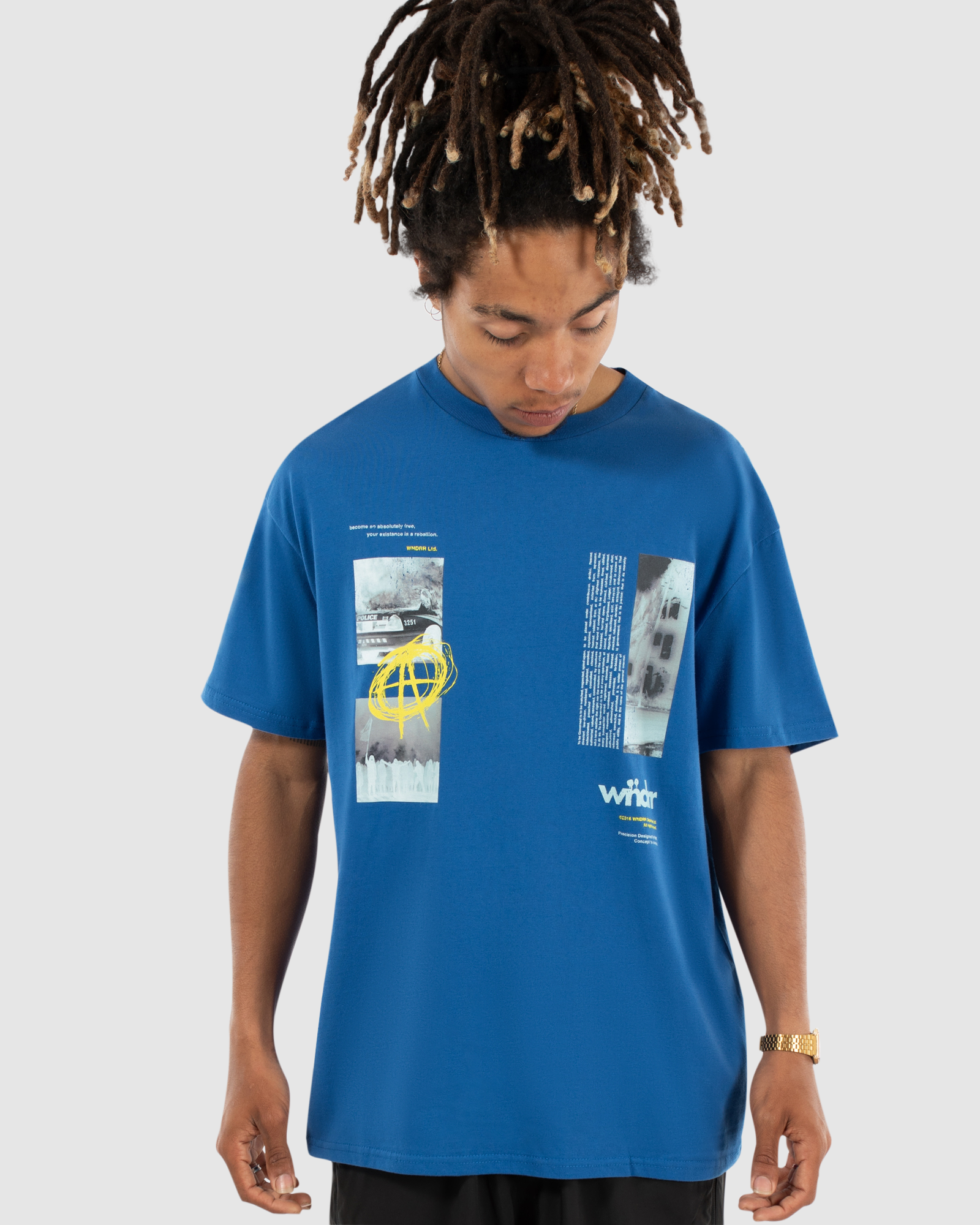 ANARCHY BOX FIT TEE - COBALT BLUE