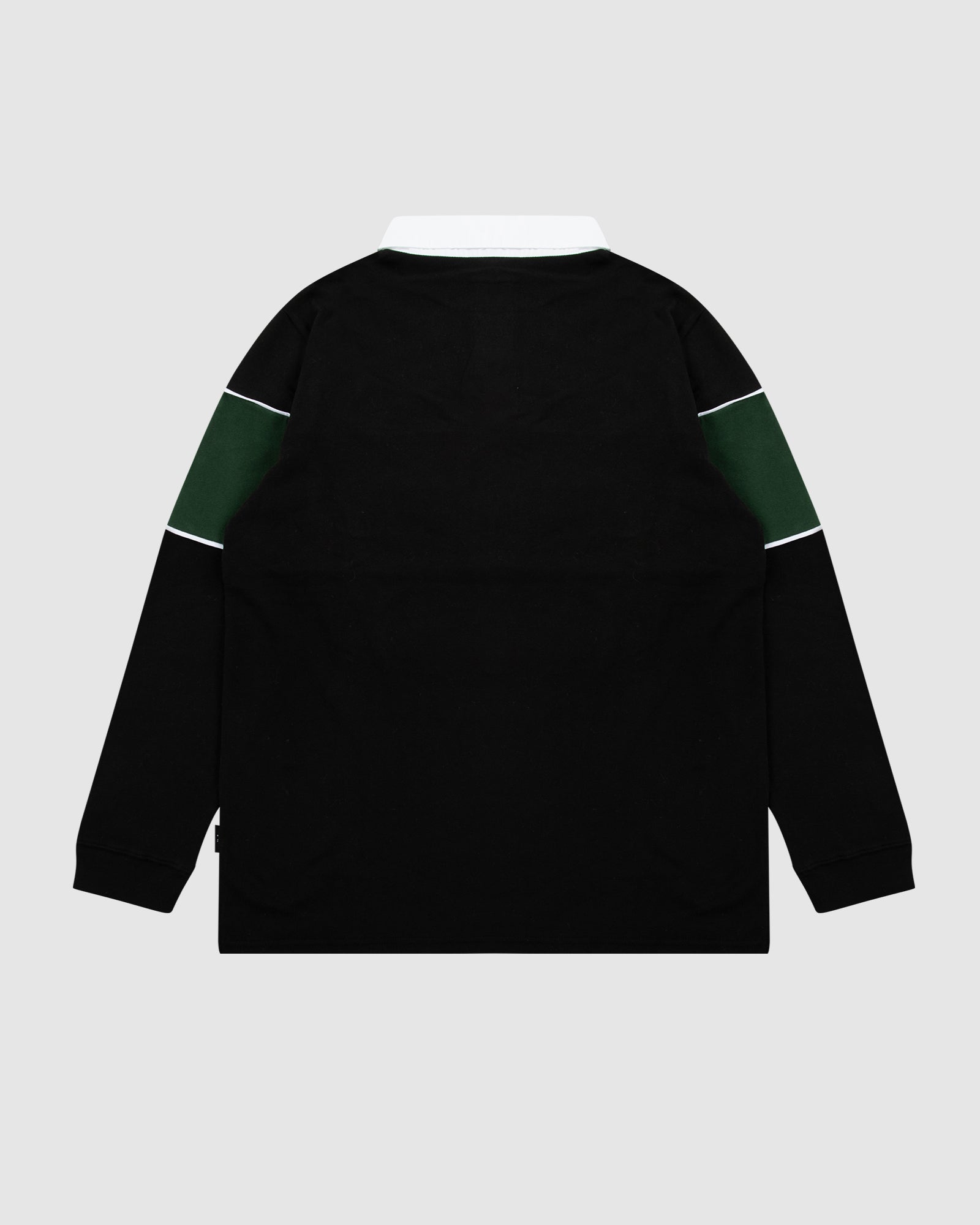 INT PANEL RUGBY TOP - BLACK/FOREST GREEN