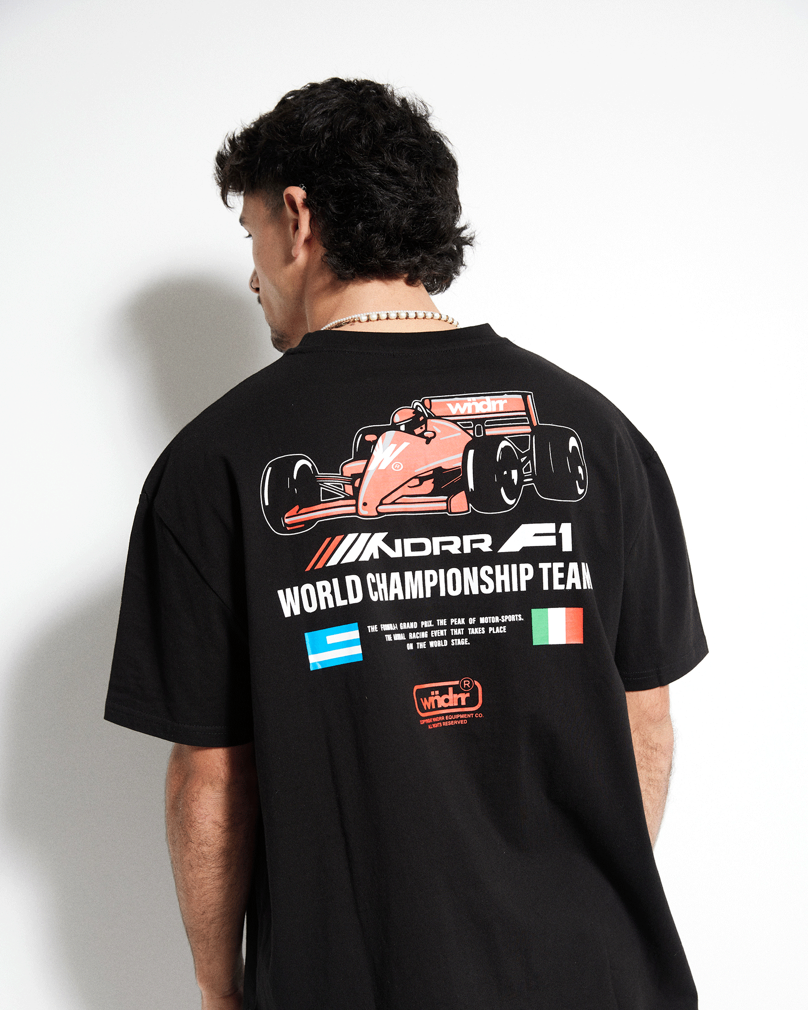 GRAND PRIX BOX FIT TEE - BLACK