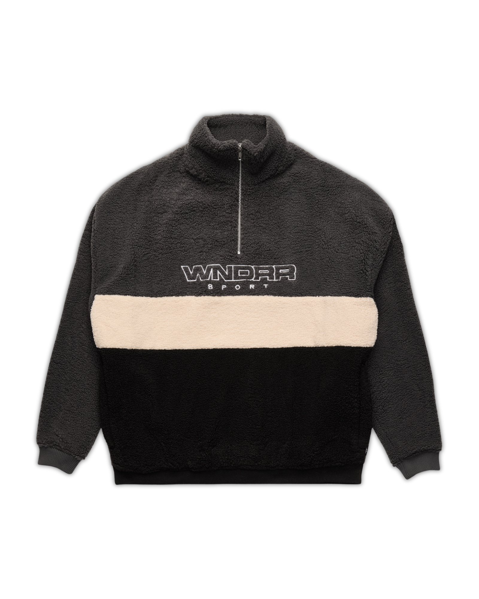 STARTER 1/4 ZIP POLAR FLEECE SWEAT - FADED BLACK/BLACK