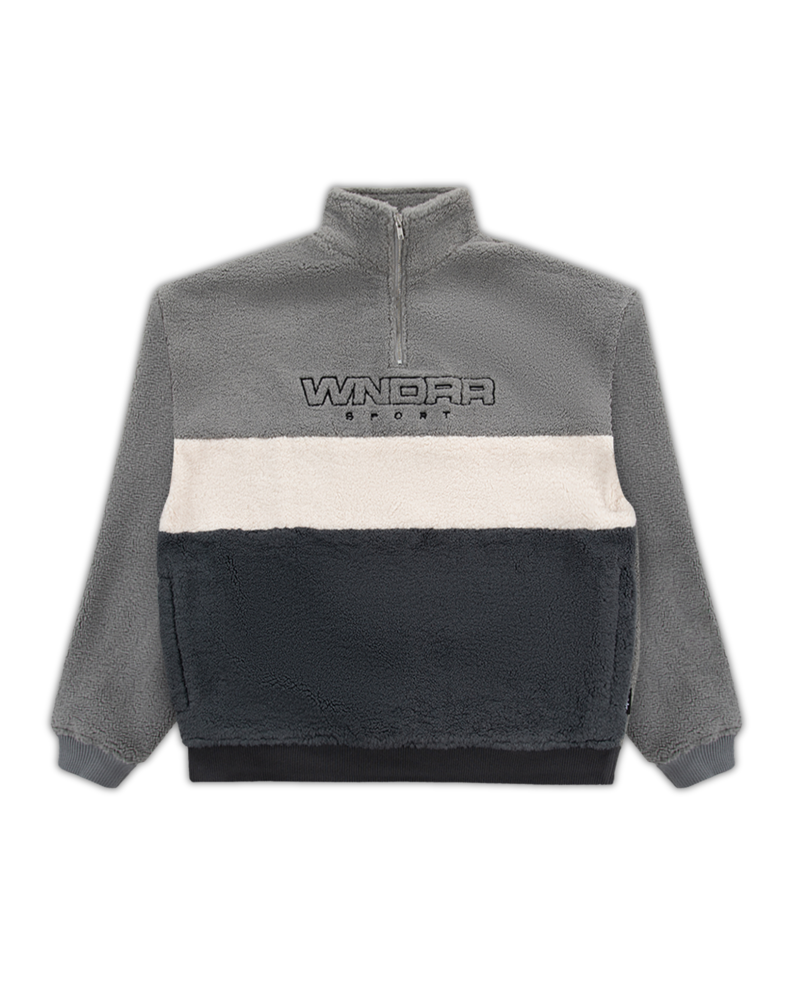 STARTER 1/4 ZIP POLAR FLEECE SWEAT - GREY/BLACK