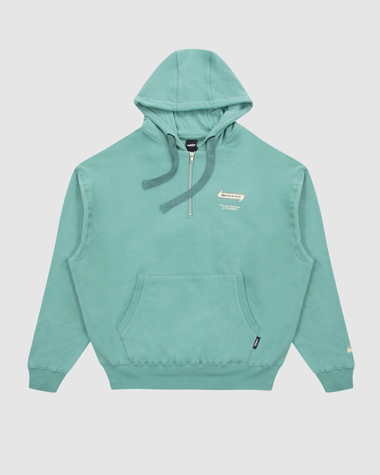 STRIDER 1/4 ZIP HOOD SWEAT - MINERAL GREEN