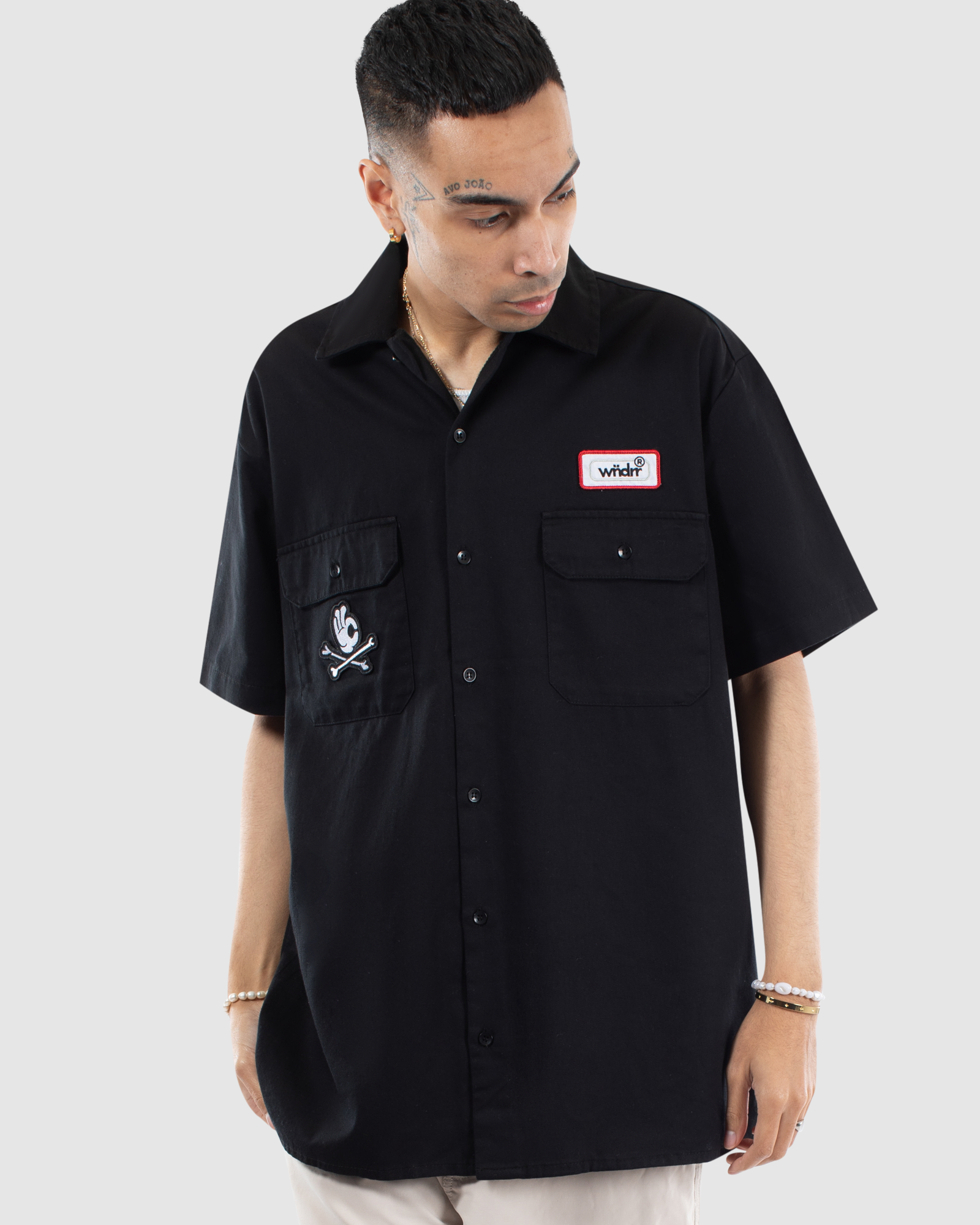 THREE EIGHT S/S WORK SHIRT - BLACK