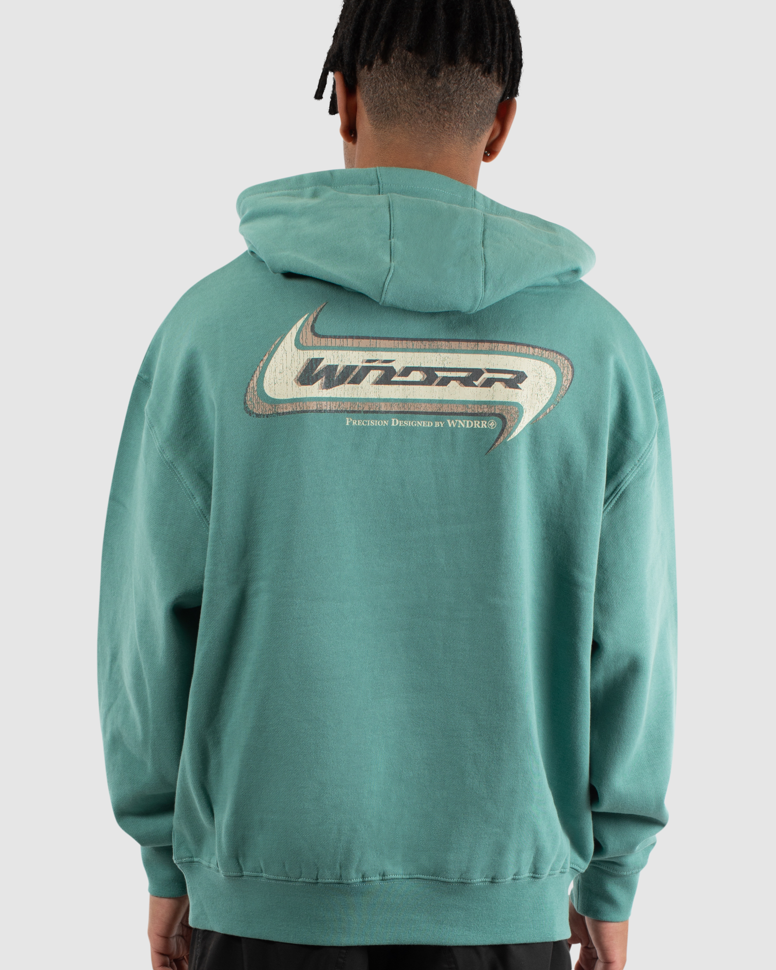 STRIDER 1/4 ZIP HOOD SWEAT - MINERAL GREEN