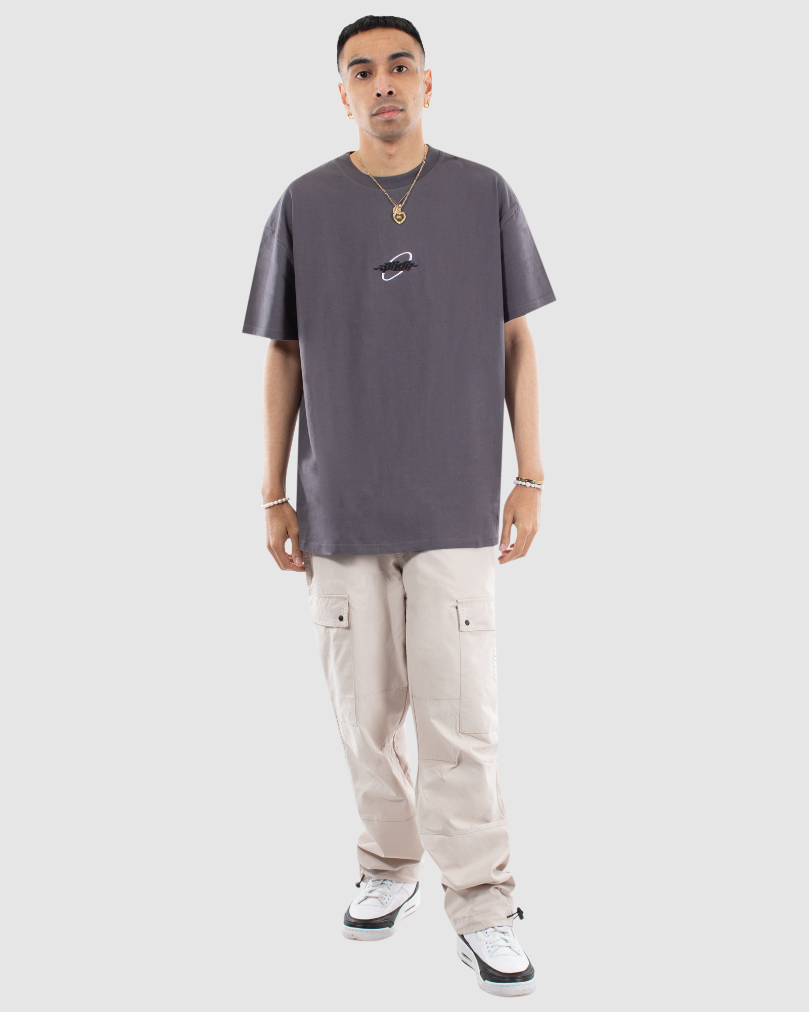 SPACED OUT BOX FIT TEE - CHARCOAL