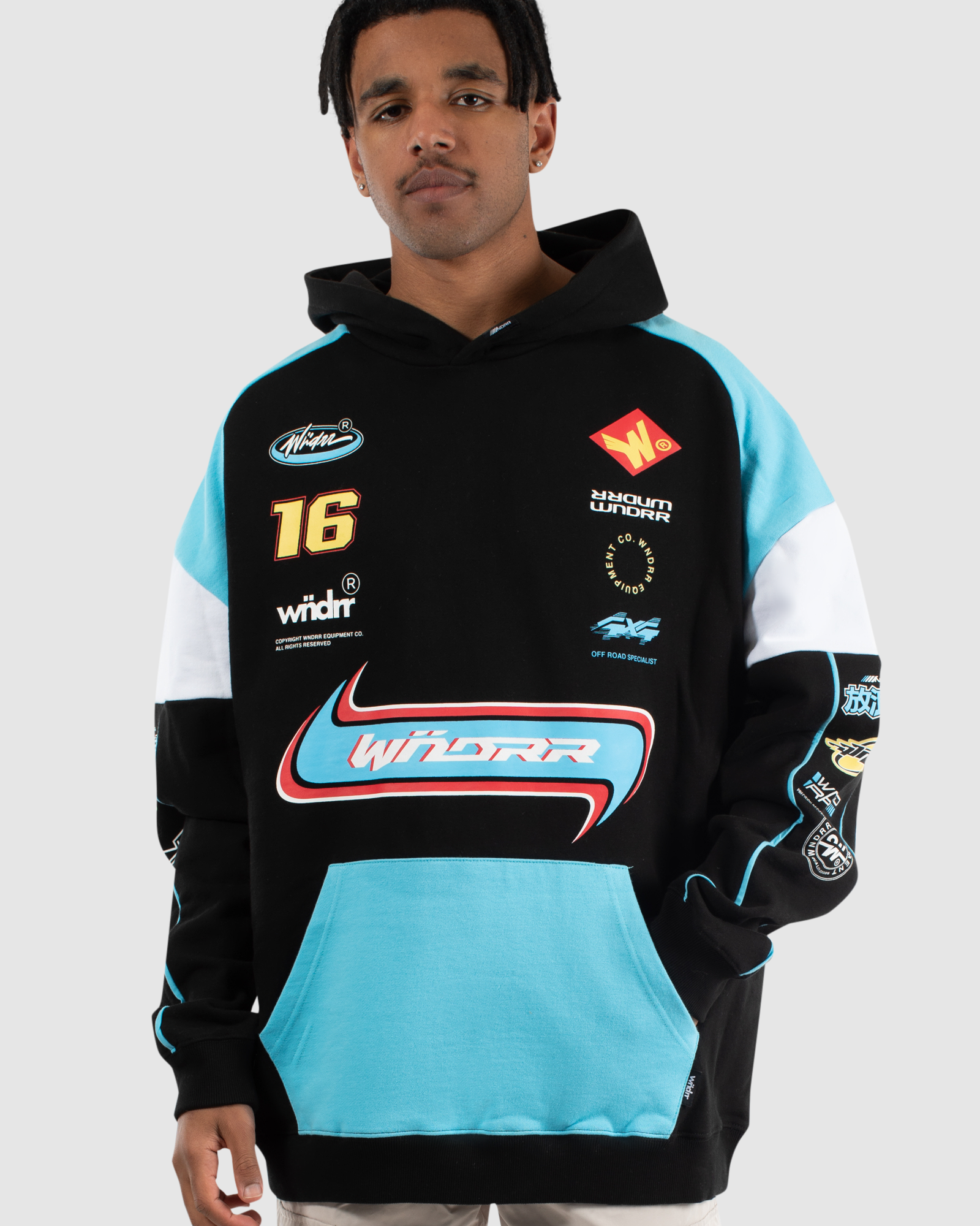 SUZUKA PANEL HOOD SWEAT - BLACK