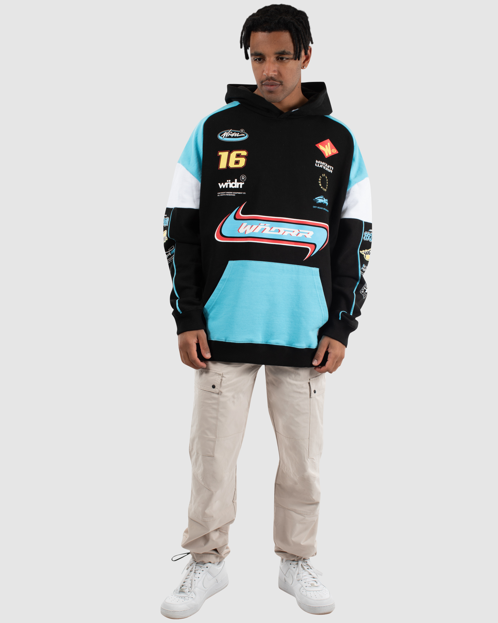 SUZUKA PANEL HOOD SWEAT - BLACK