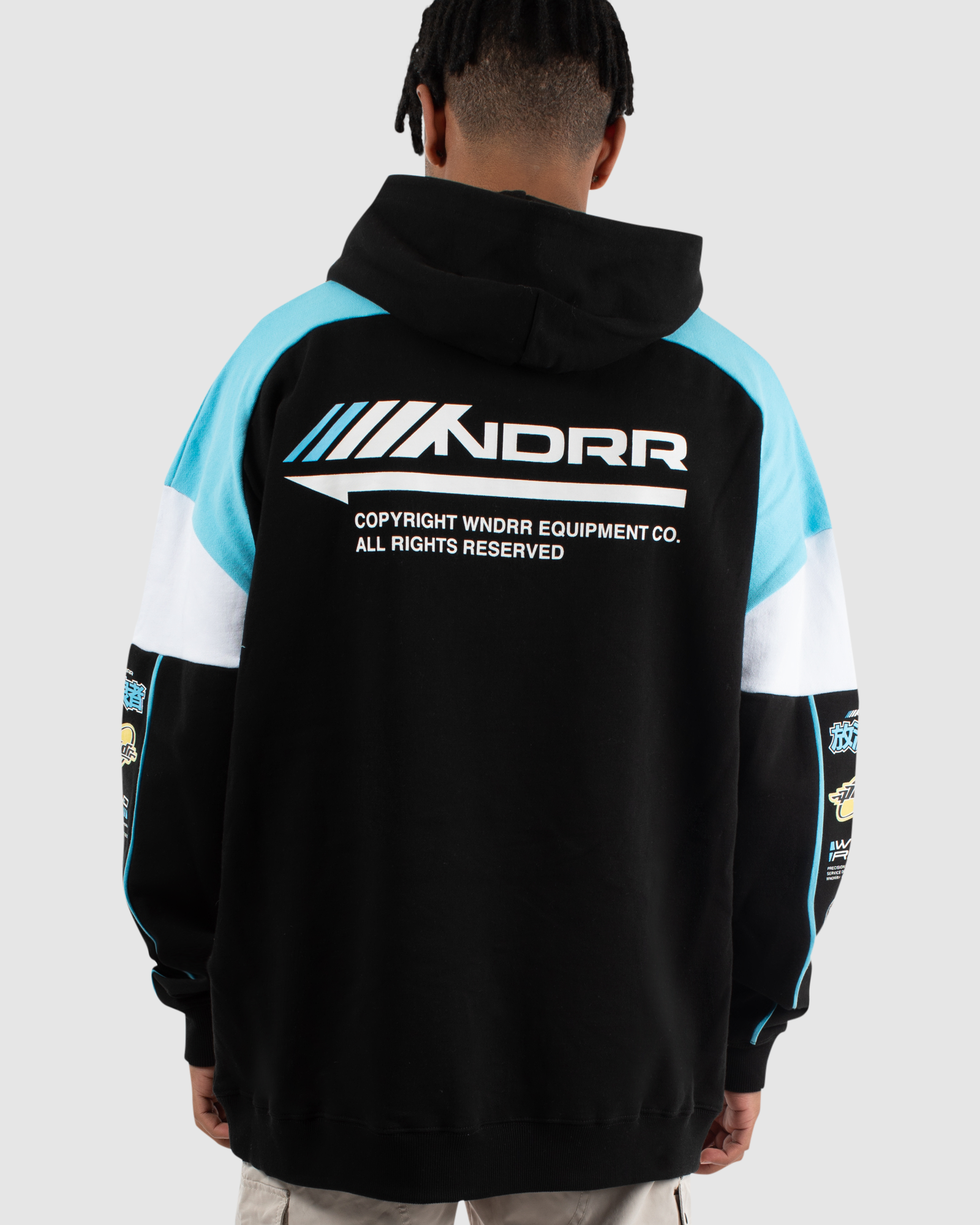SUZUKA PANEL HOOD SWEAT - BLACK