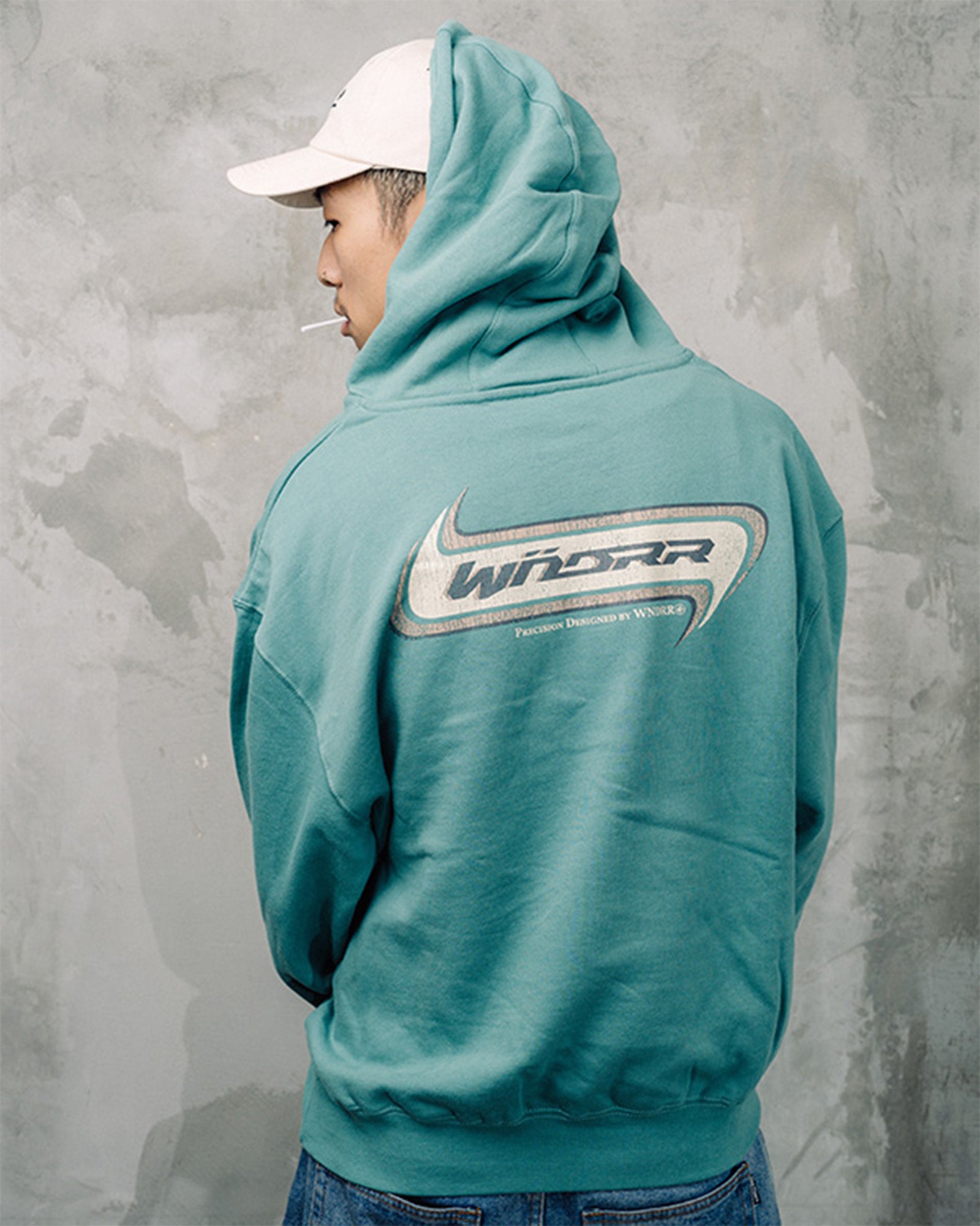 STRIDER 1/4 ZIP HOOD SWEAT - MINERAL GREEN