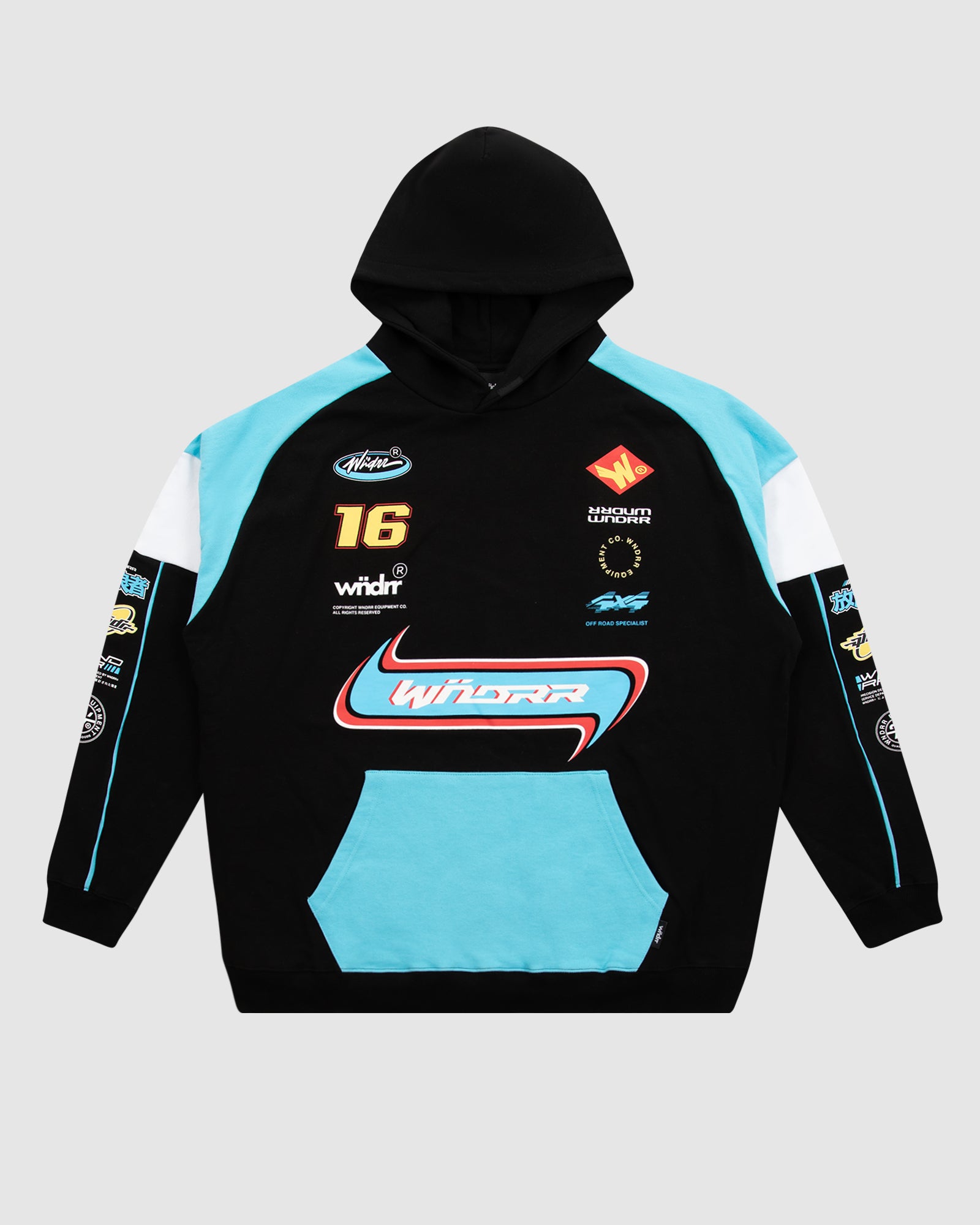 SUZUKA PANEL HOOD SWEAT - BLACK