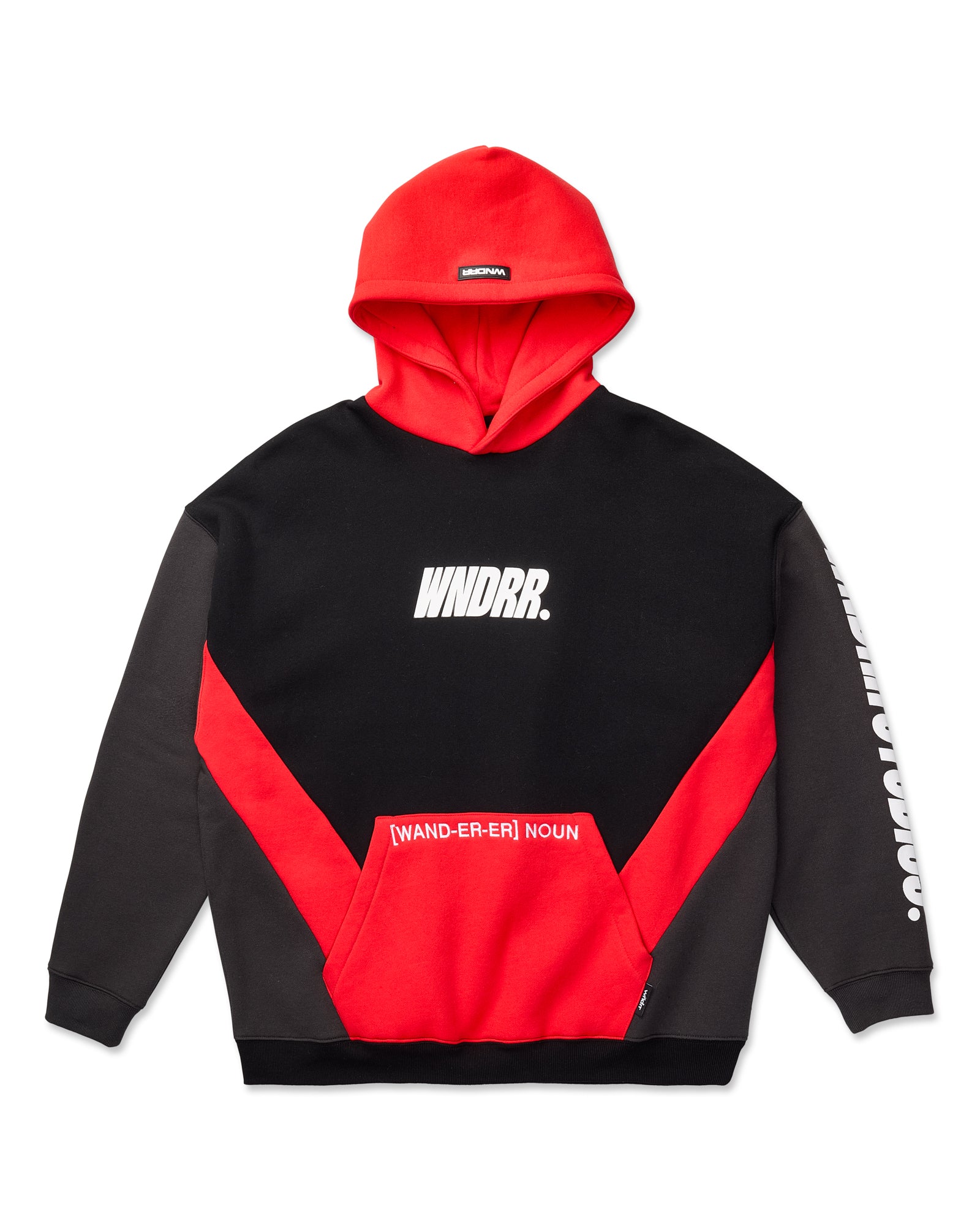DRIFT PANEL HOOD SWEAT - BLACK/RED