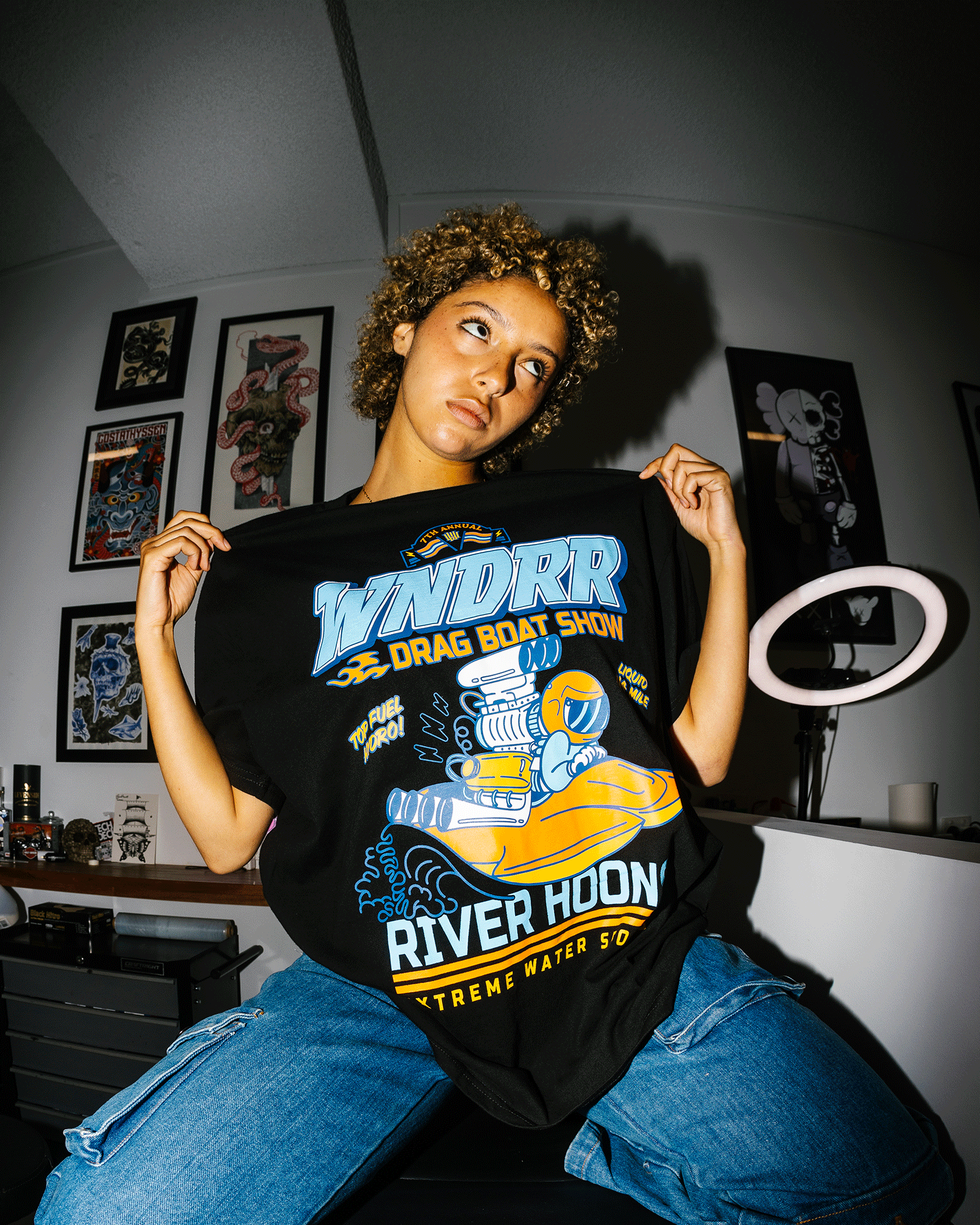 RIVER HOONS BOX FIT TEE - BLACK