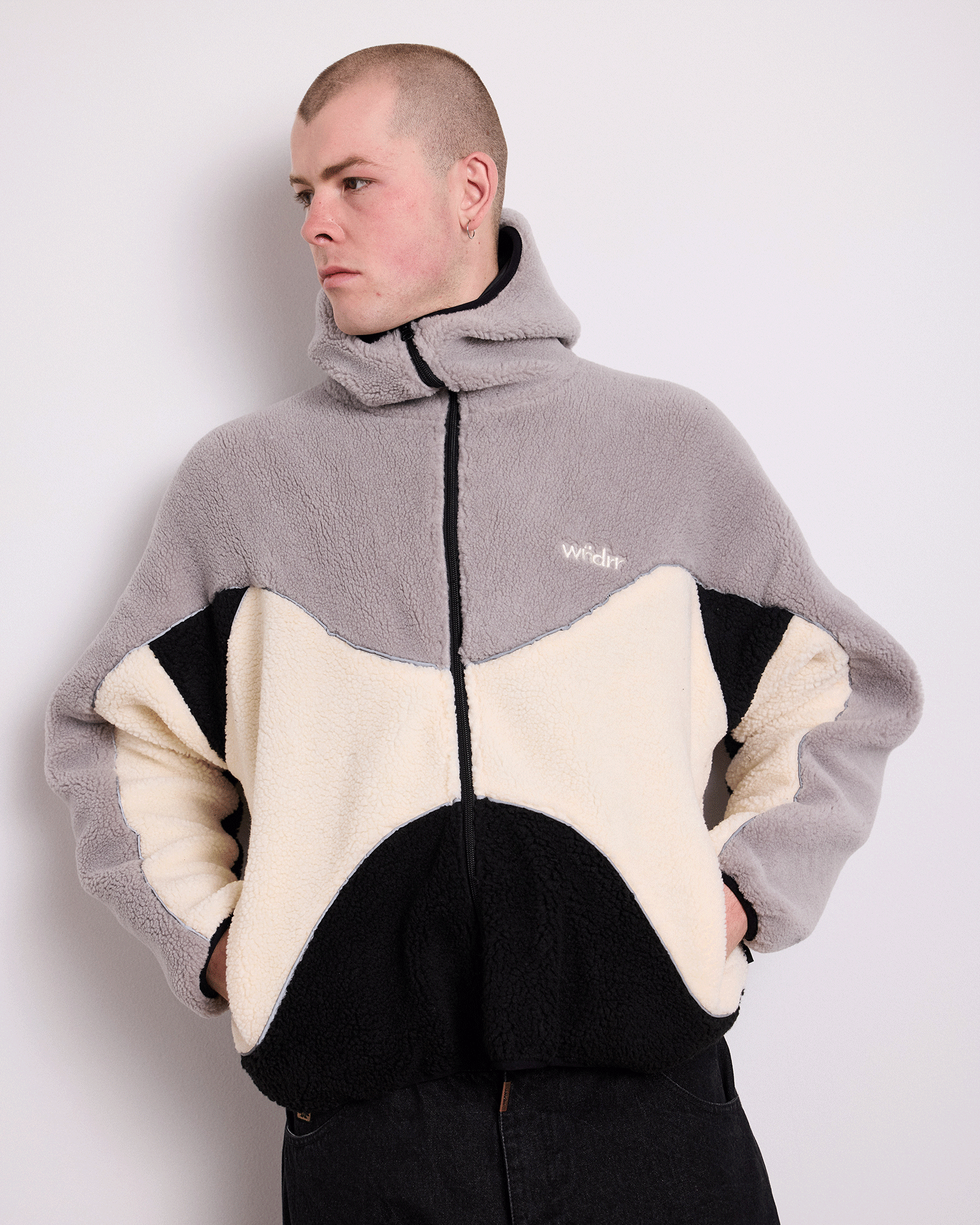 THE WORLD FLEECE JACKET - GREY/BLACK