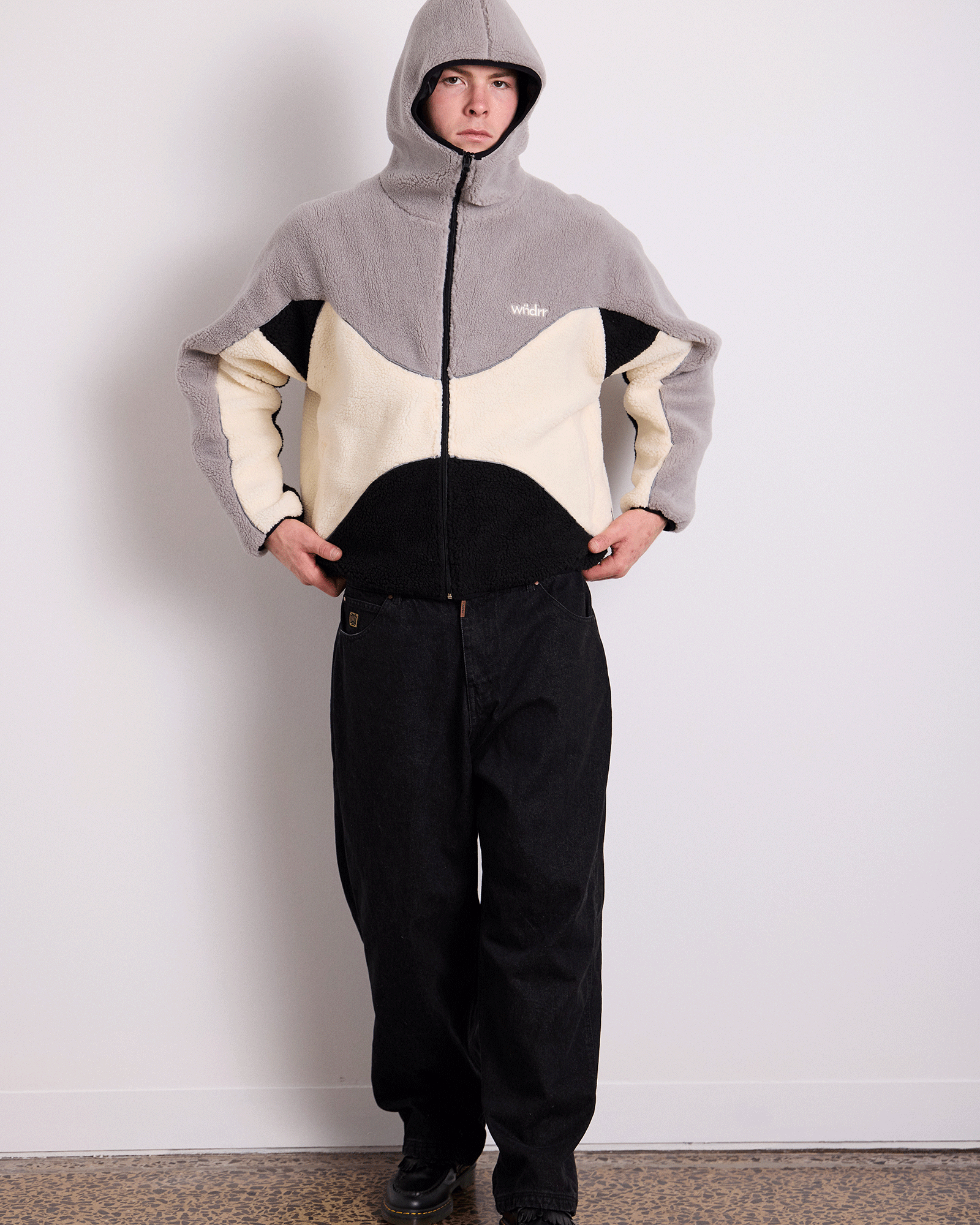 THE WORLD FLEECE JACKET - GREY/BLACK