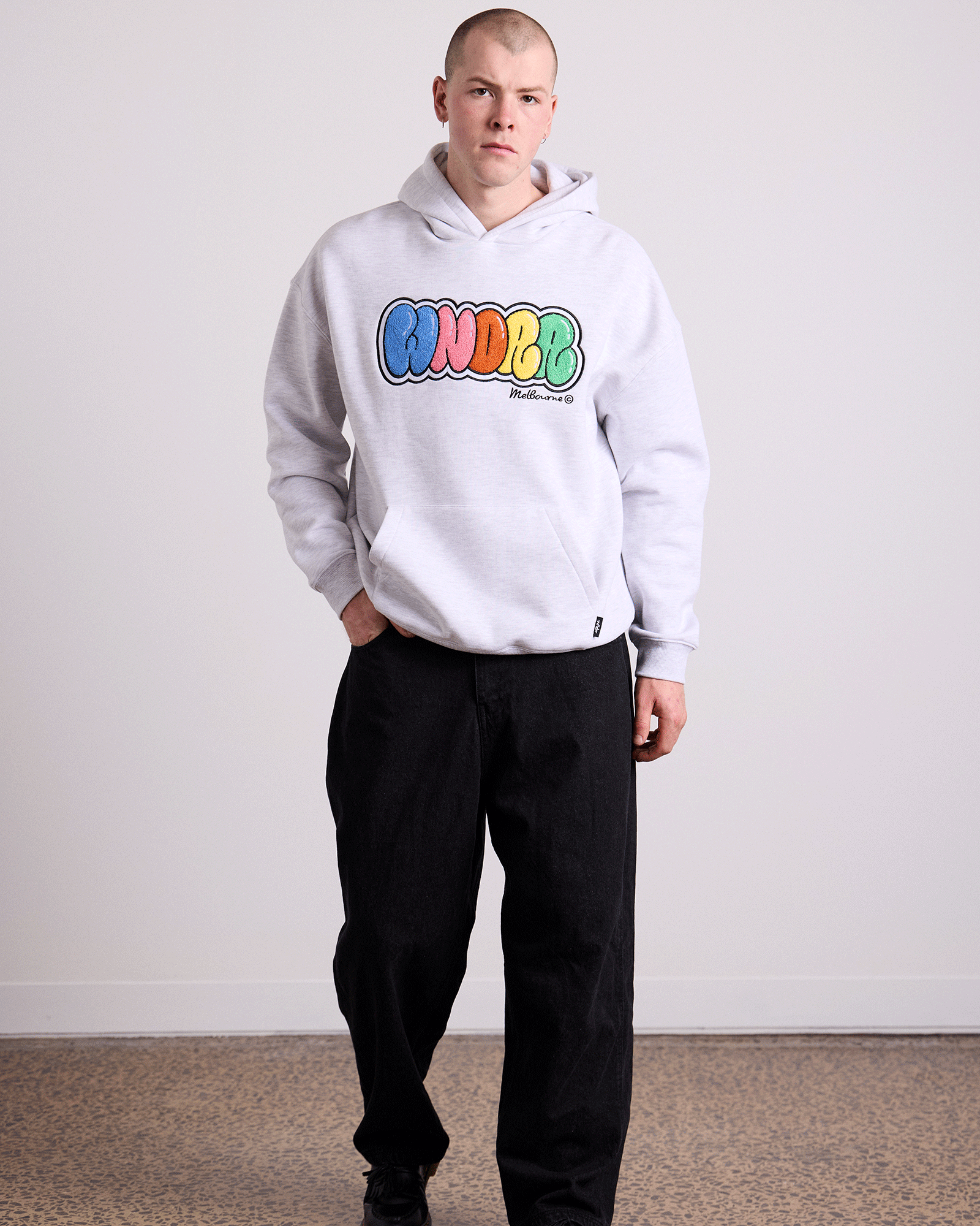 BLISSED HOOD SWEAT - WHITE MARLE