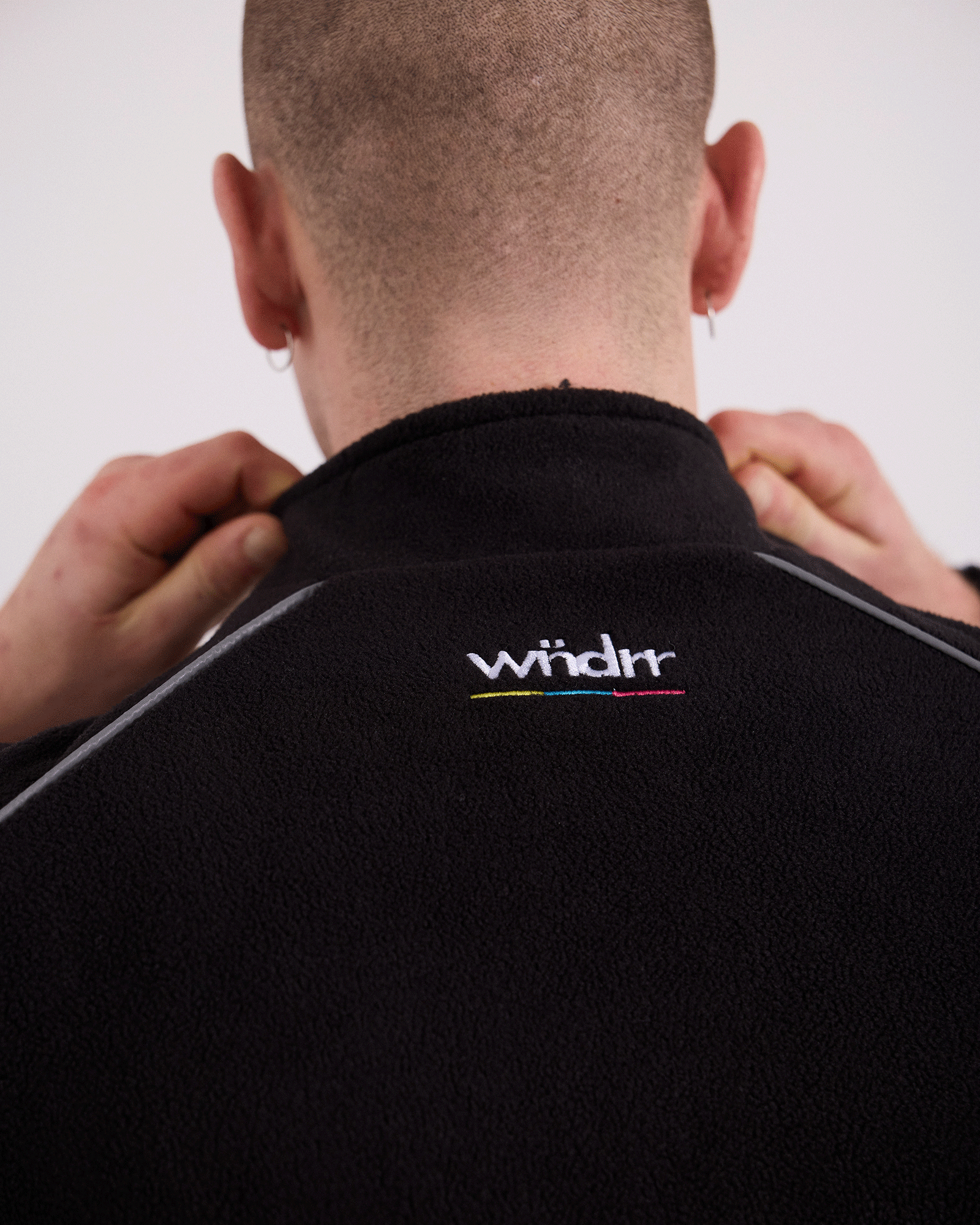 COLLECTIVE 1/4 ZIP POLAR FLEECE SWEAT - BLACK