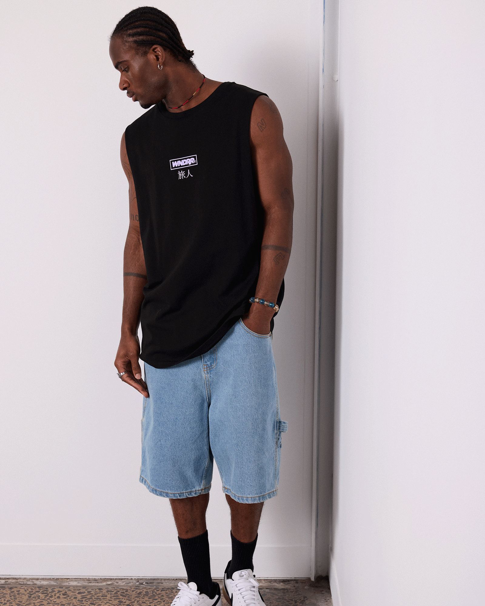 SHODO MUSCLE TOP - BLACK