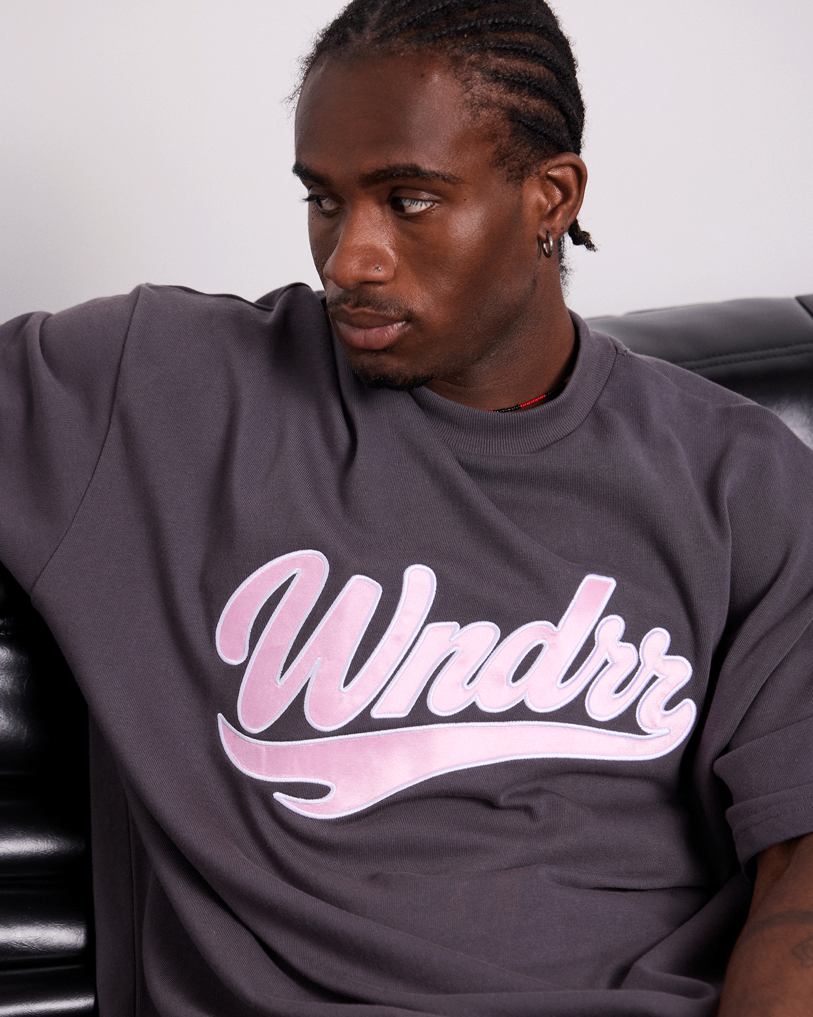 BRUSHBACK HEAVY WEIGHT TEE - CHARCOAL