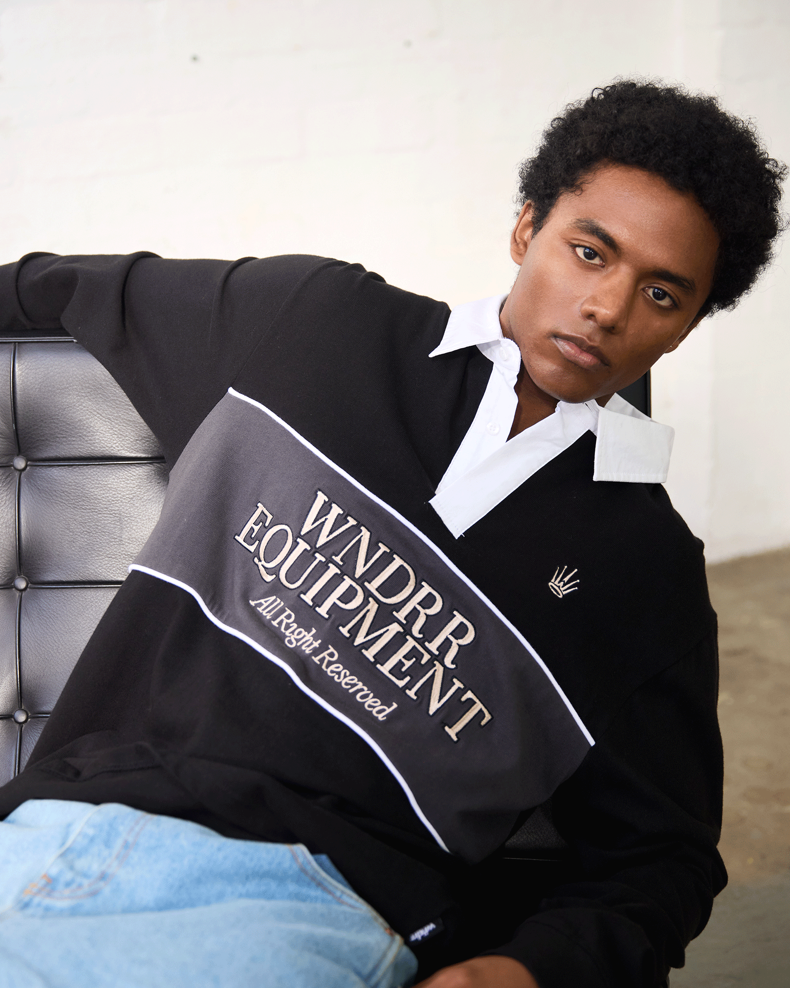 REGAL PANEL RUGBY POLO - BLACK