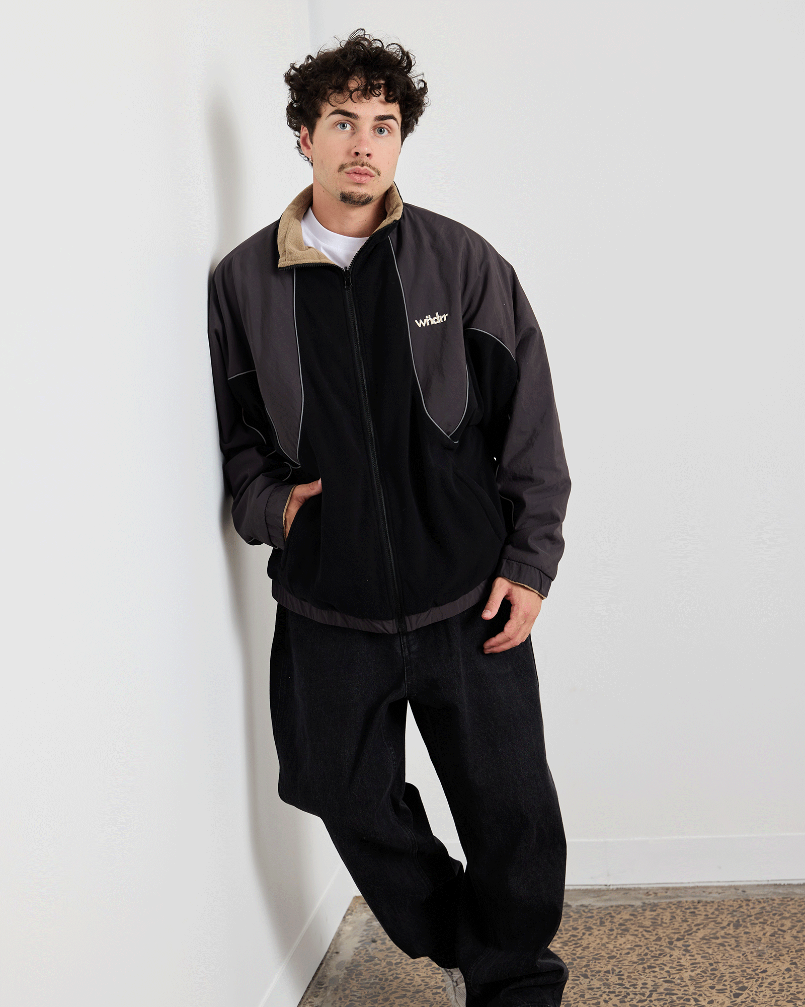 LE MONDE REVERSIBLE FLEECE JACKET - BLACK/MOON GREY
