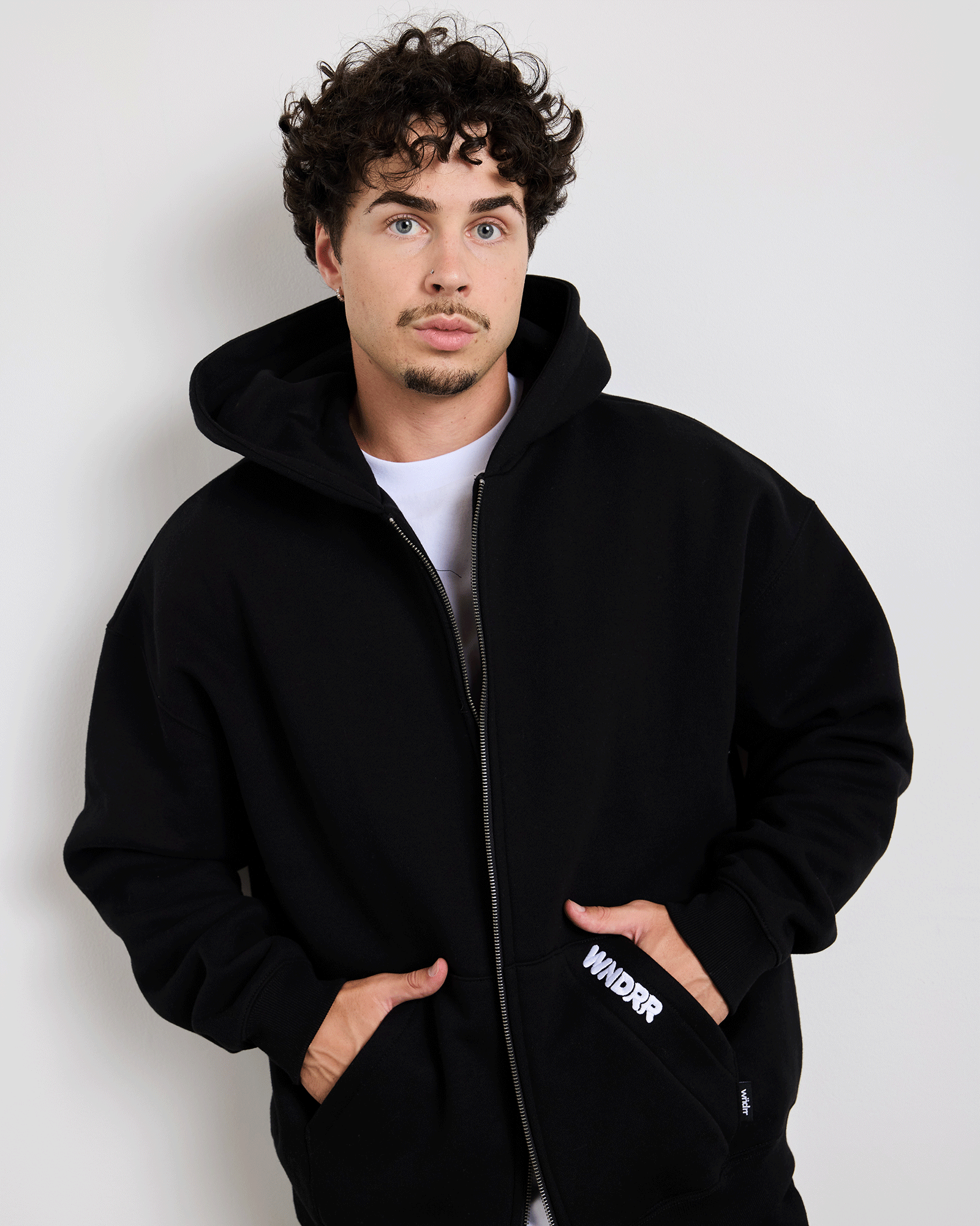 HALO ZIP HOOD SWEAT - BLACK