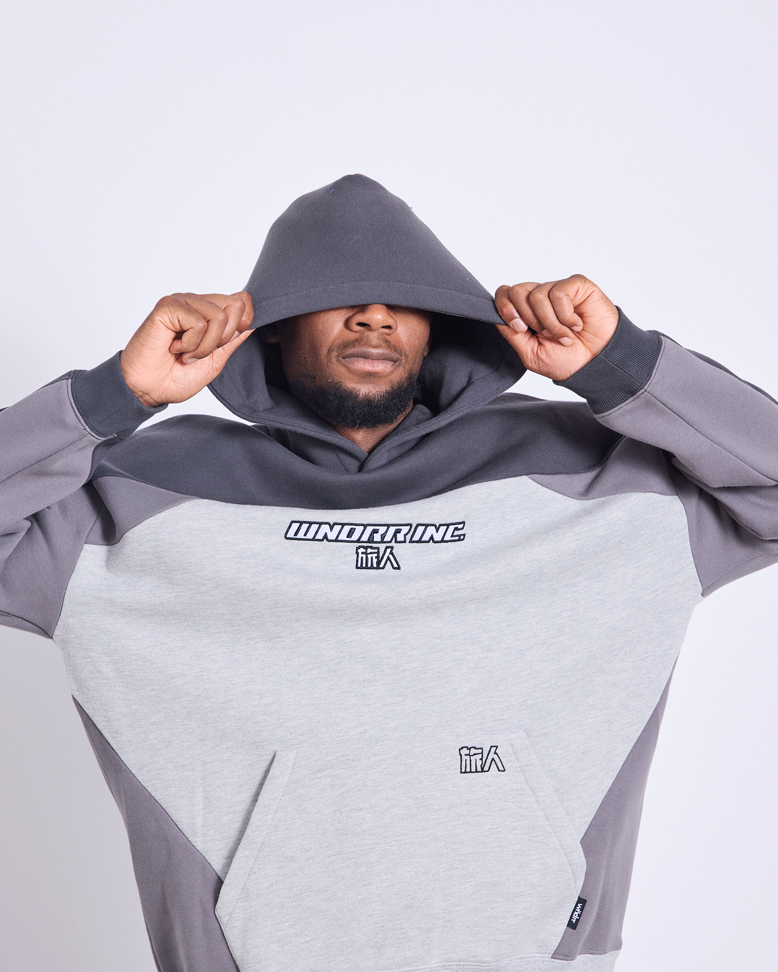 SHOJI PANEL HOOD SWEAT - GREY MARLE