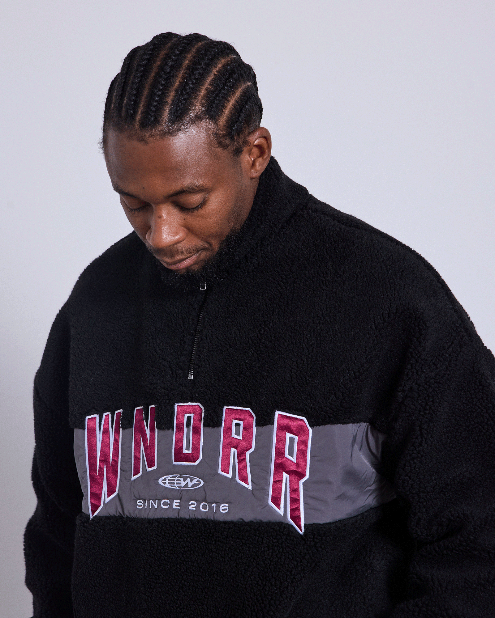 HASHI 1/4 ZIP SHERPA FLEECE - BLACK