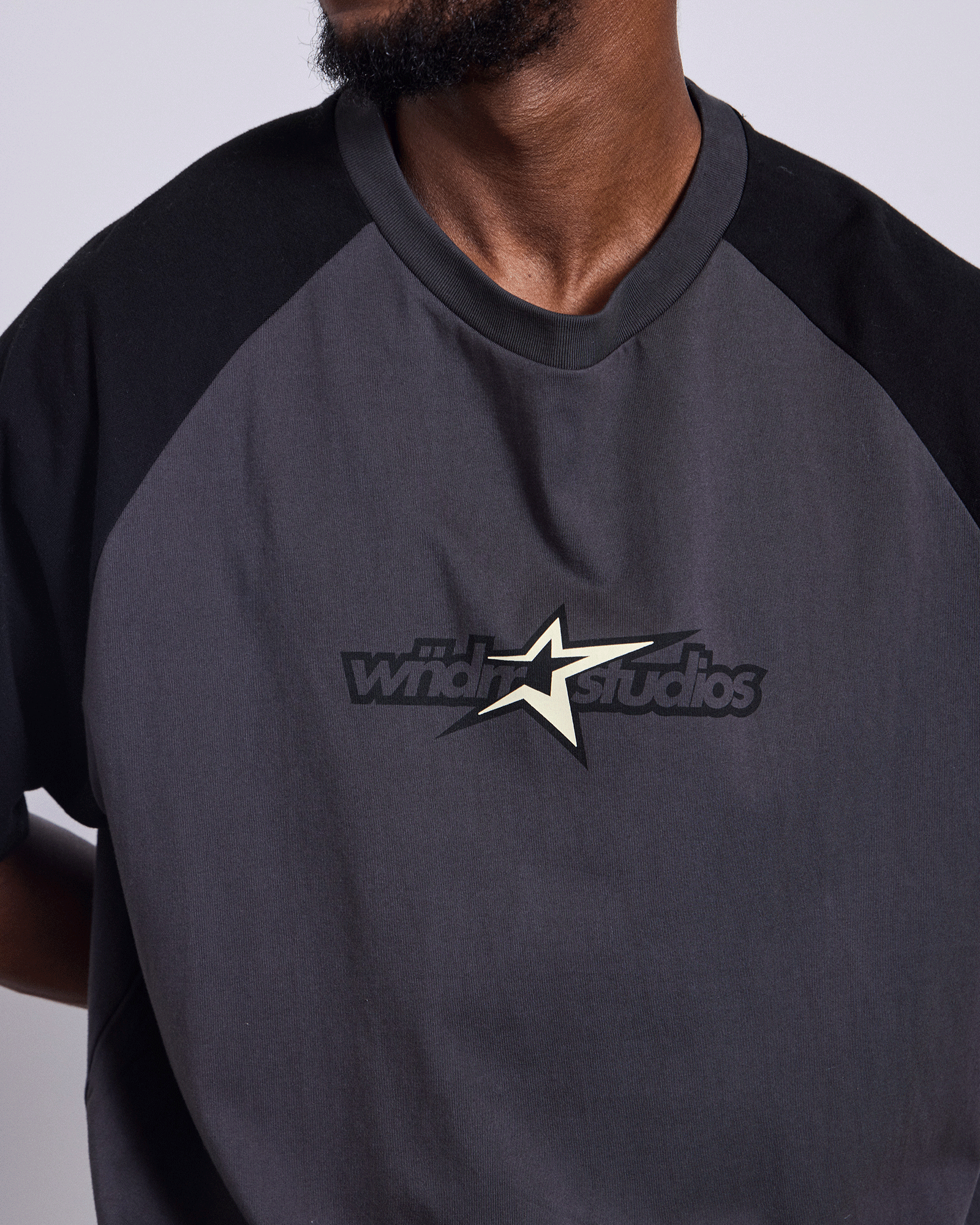 STXR RAGLAN BOX FIT TEE - GREY/BLACK