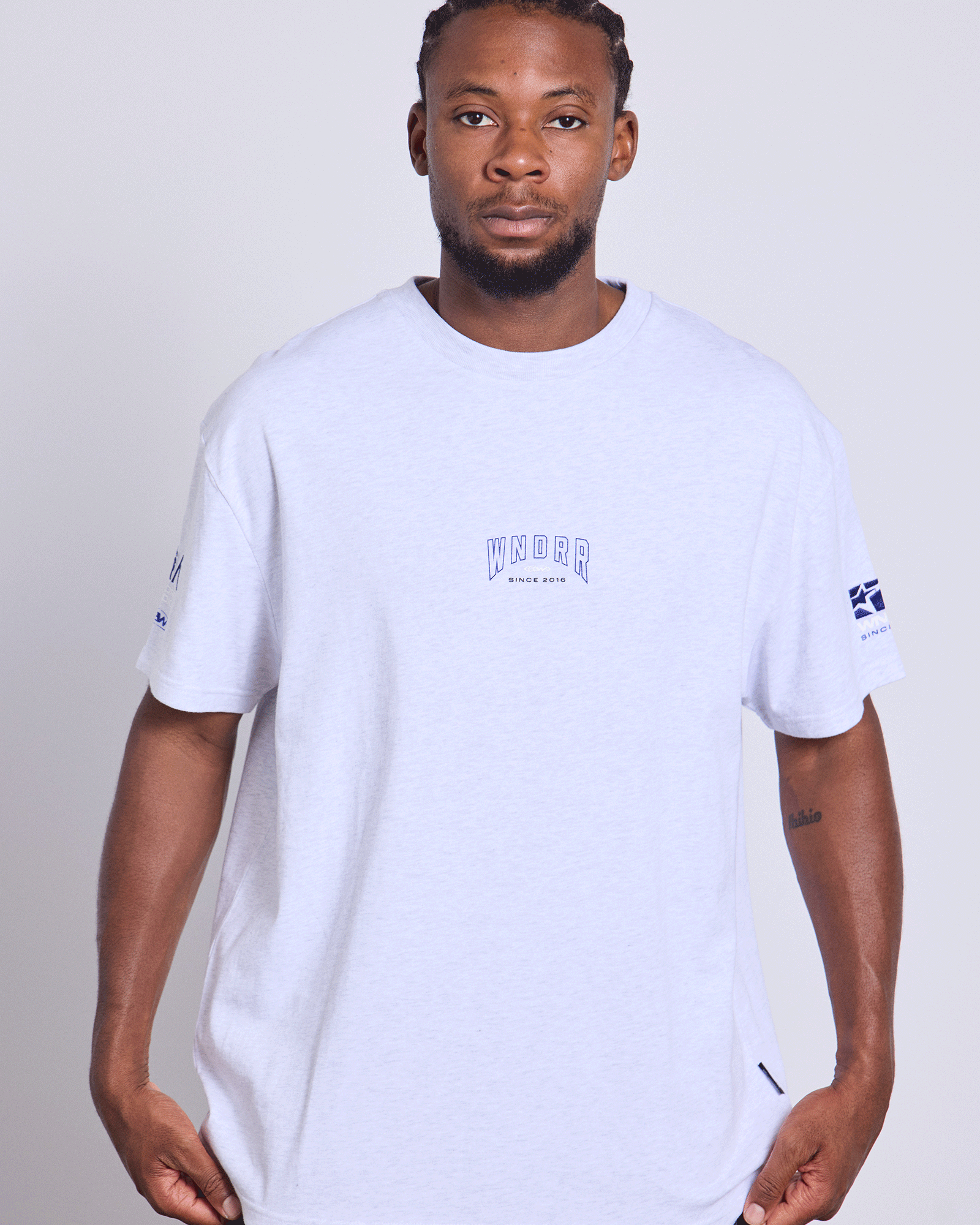 HASHI BOX FIT TEE - WHITE MARLE