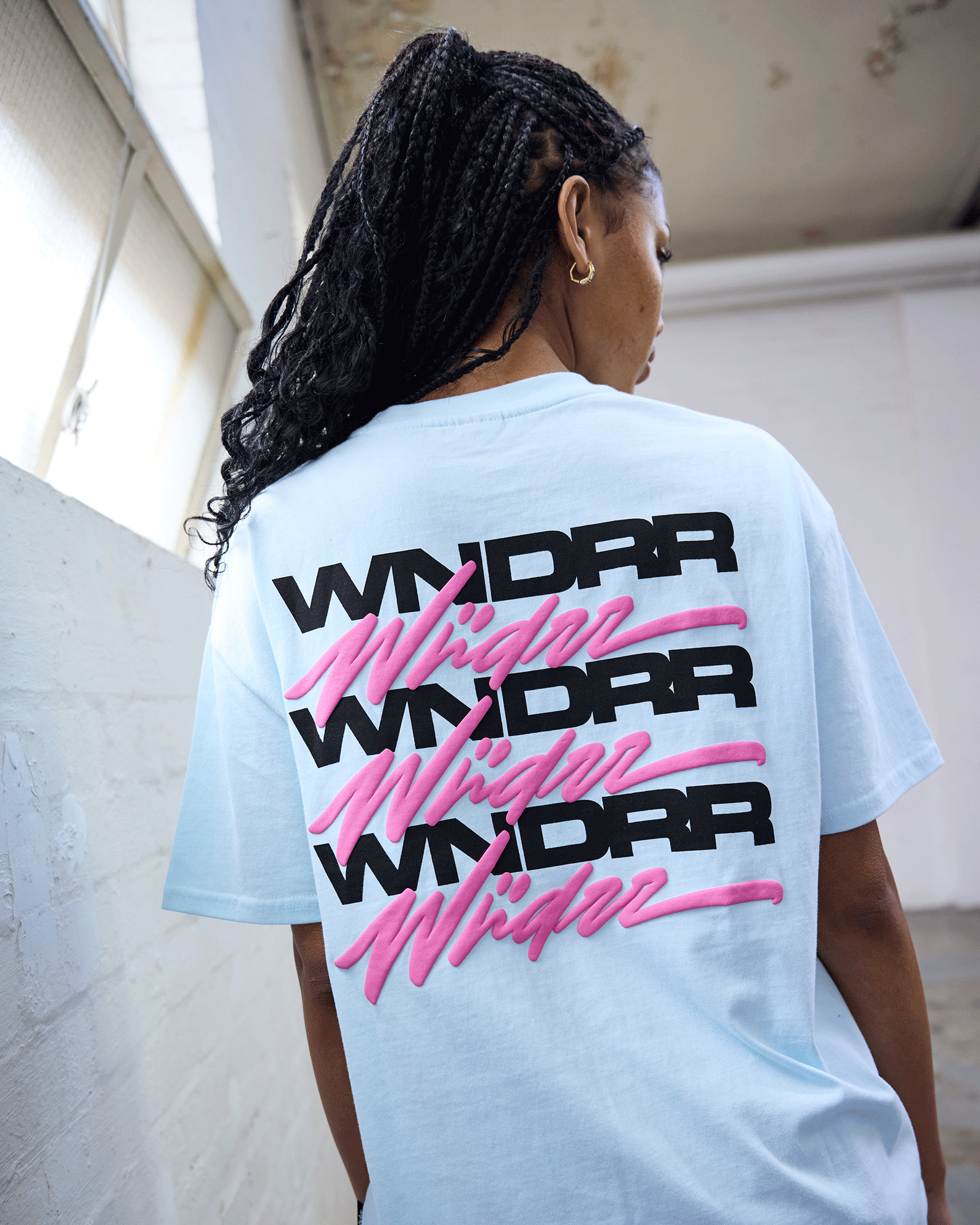 HEXED BOX FIT TEE - BABY BLUE