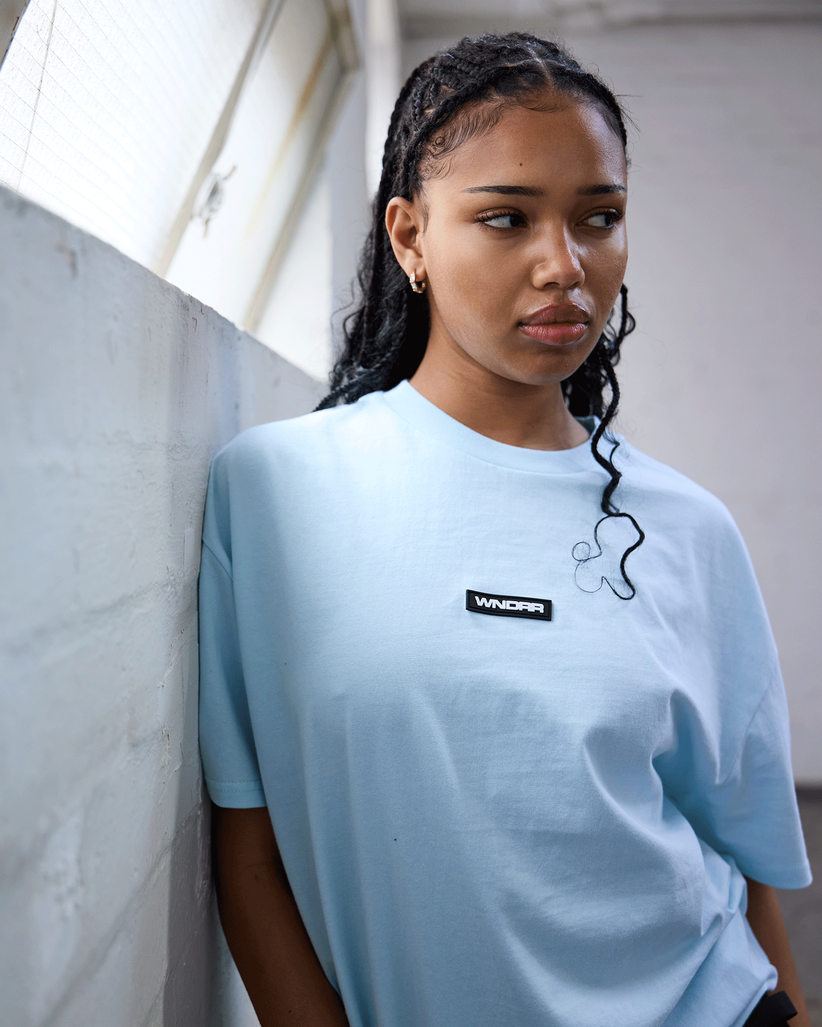 HEXED BOX FIT TEE - BABY BLUE