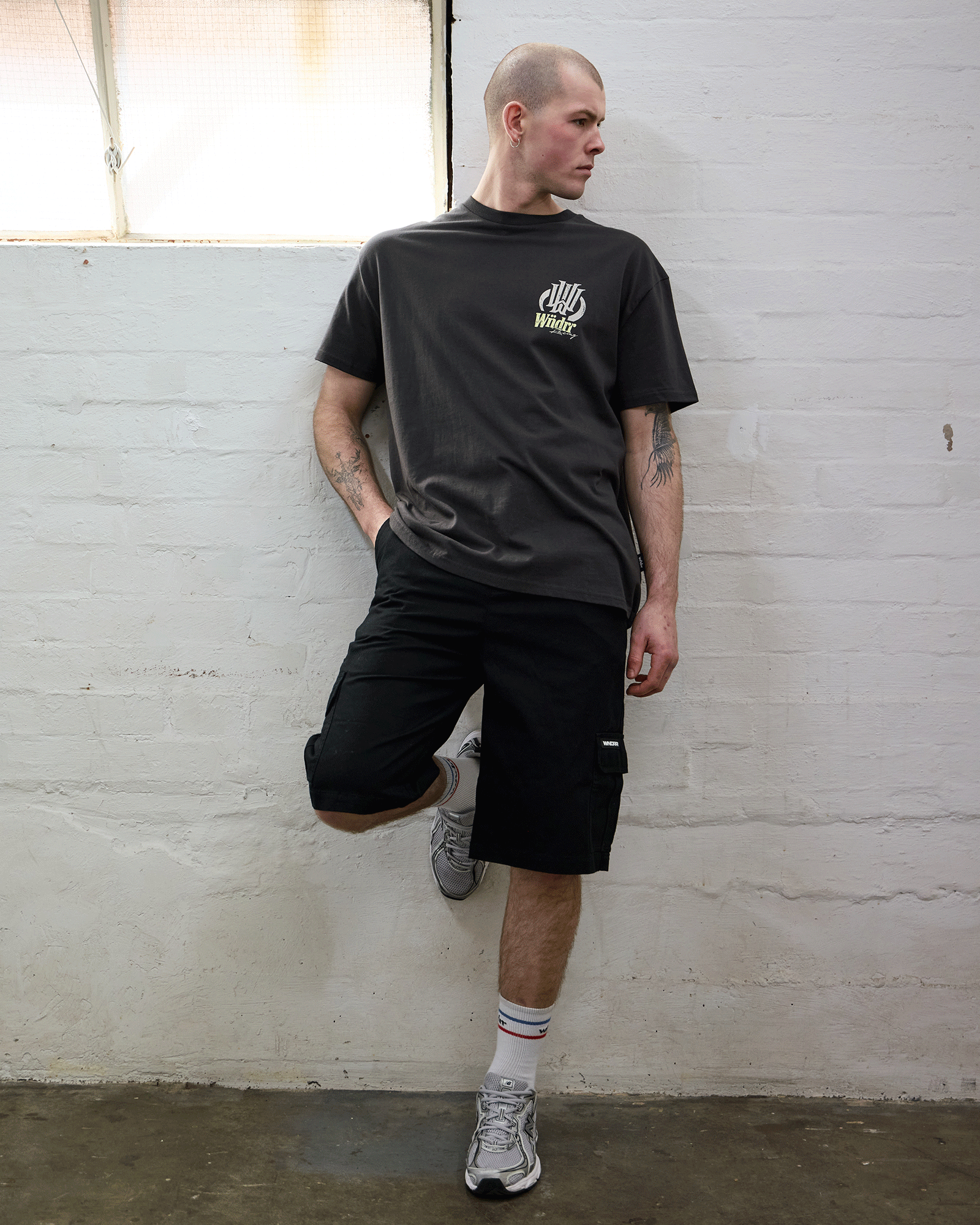 SKYLINE BOX FIT TEE - FADED BLACK
