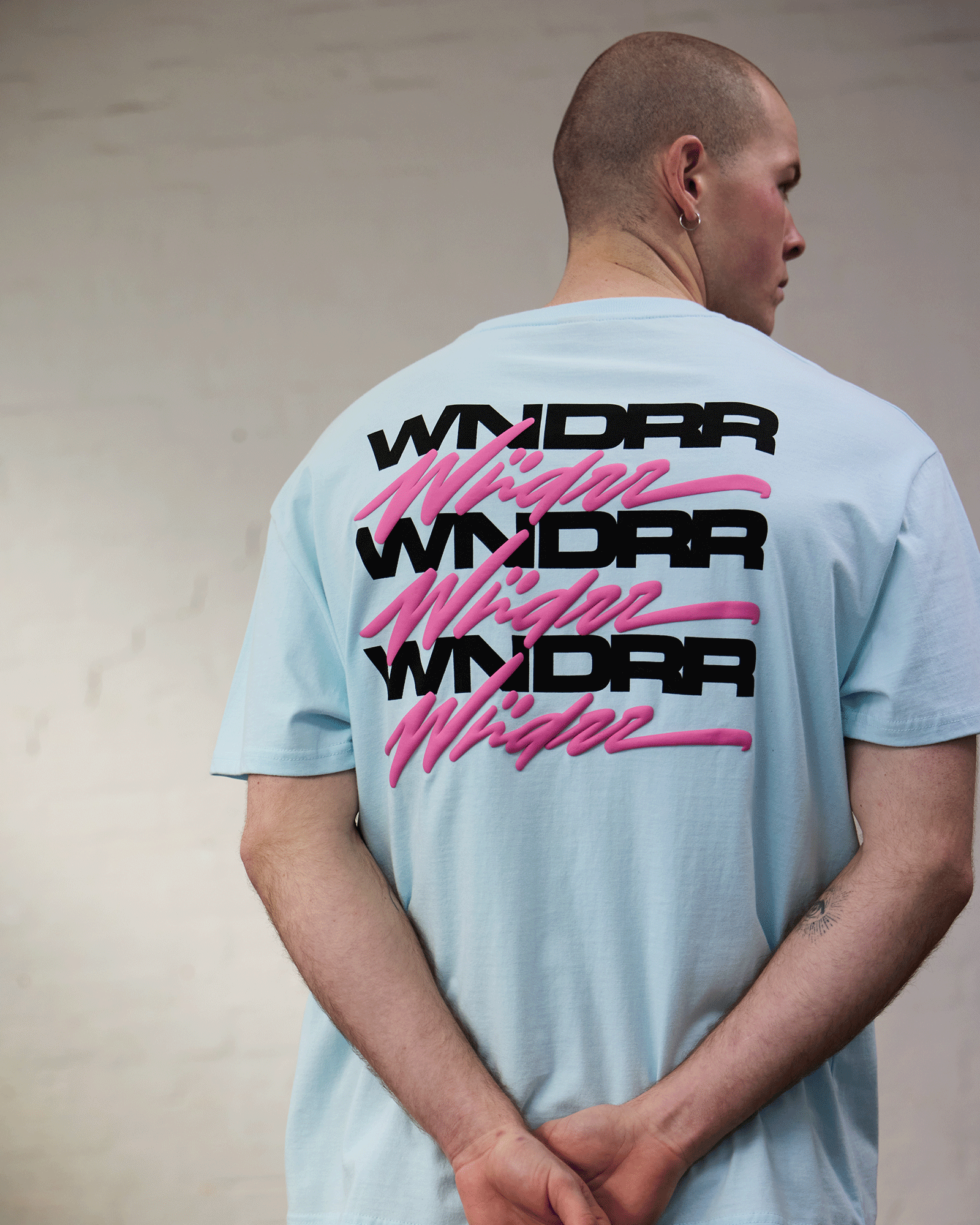 HEXED BOX FIT TEE - BABY BLUE