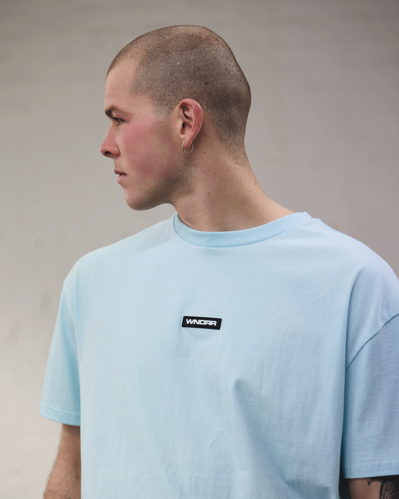 HEXED BOX FIT TEE - BABY BLUE