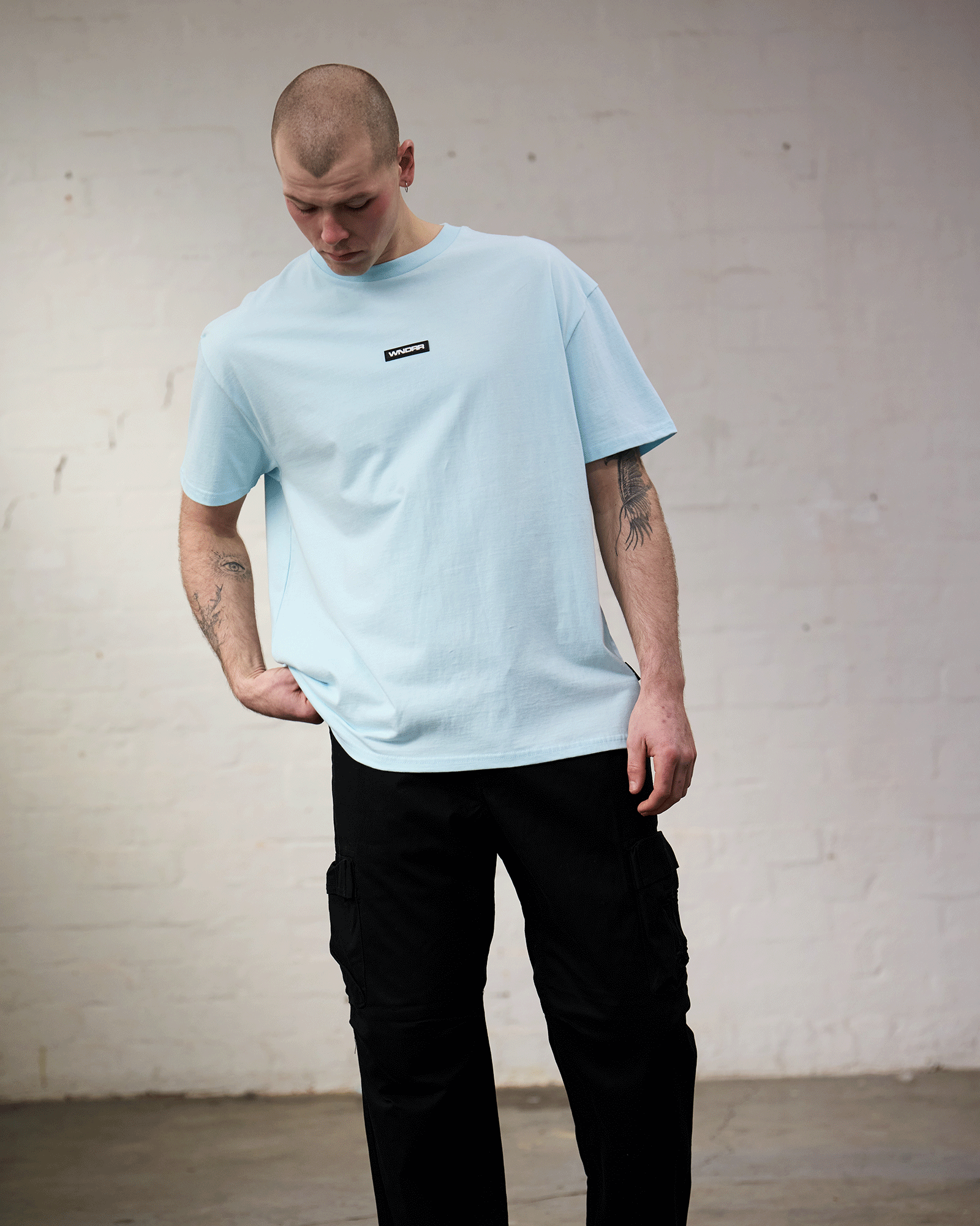 HEXED BOX FIT TEE - BABY BLUE
