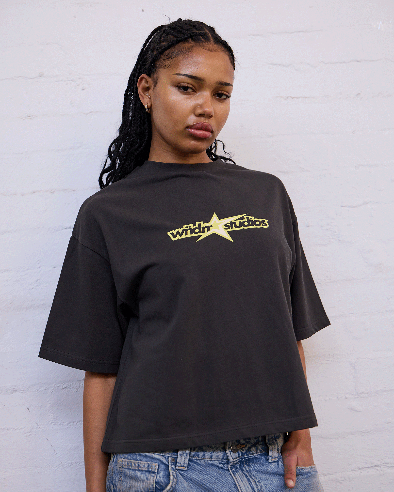 STXR CROPPED FIT TEE - FADED BLACK