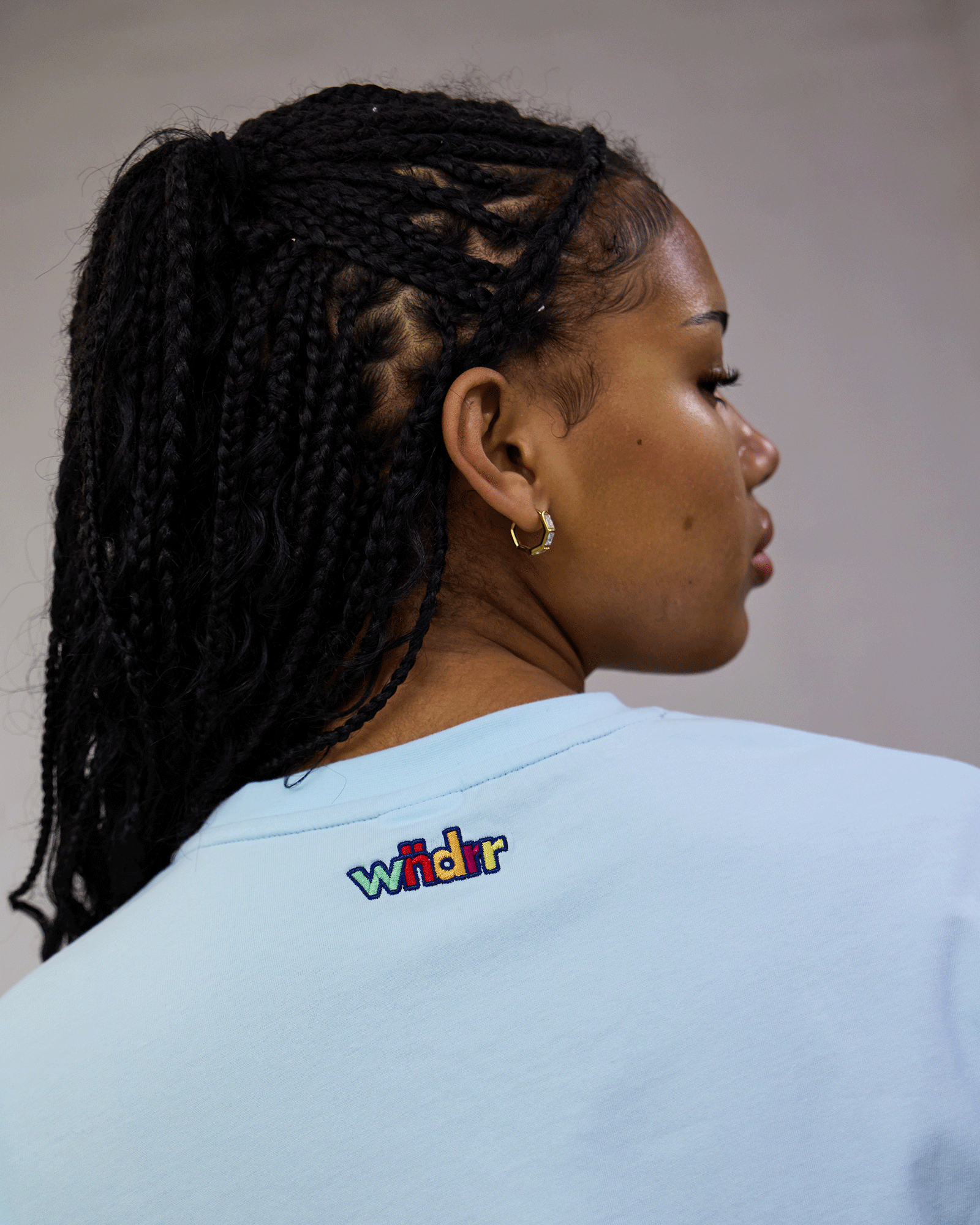 BLOCKED CROPPED FIT TEE - BABY BLUE