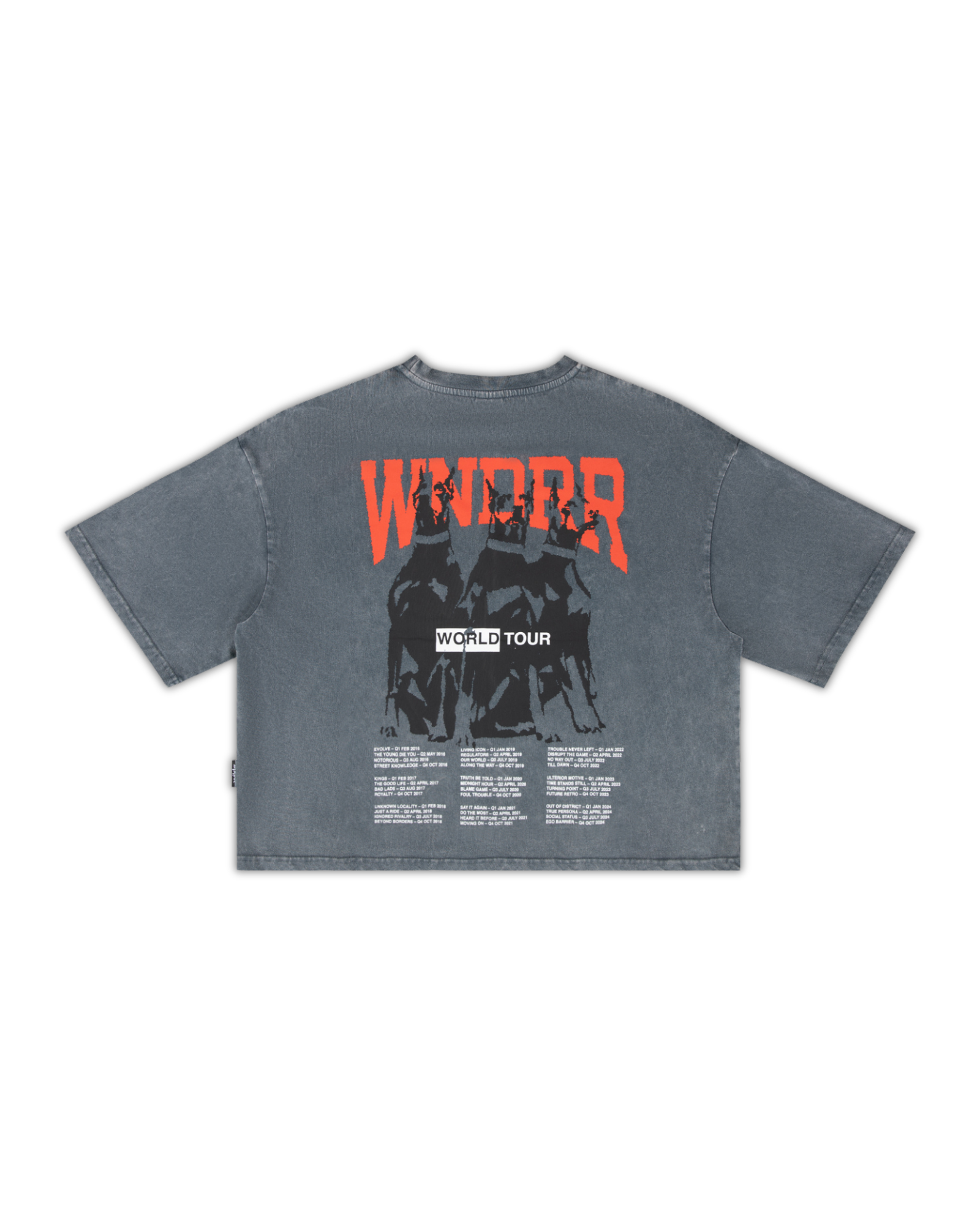 WOMENS WORLD TOUR CROPPED FIT TEE - WASHED GREY