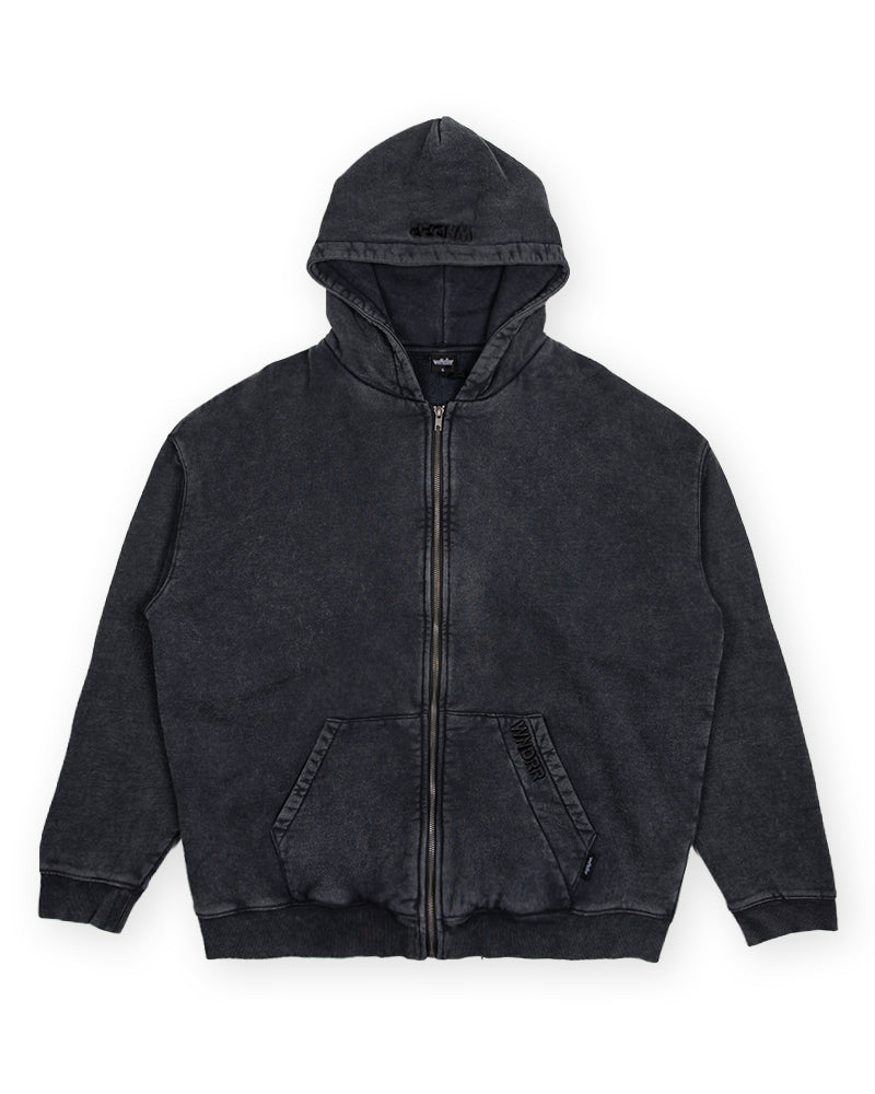 HALO ZIP HOOD SWEAT - WASHED BLACK
