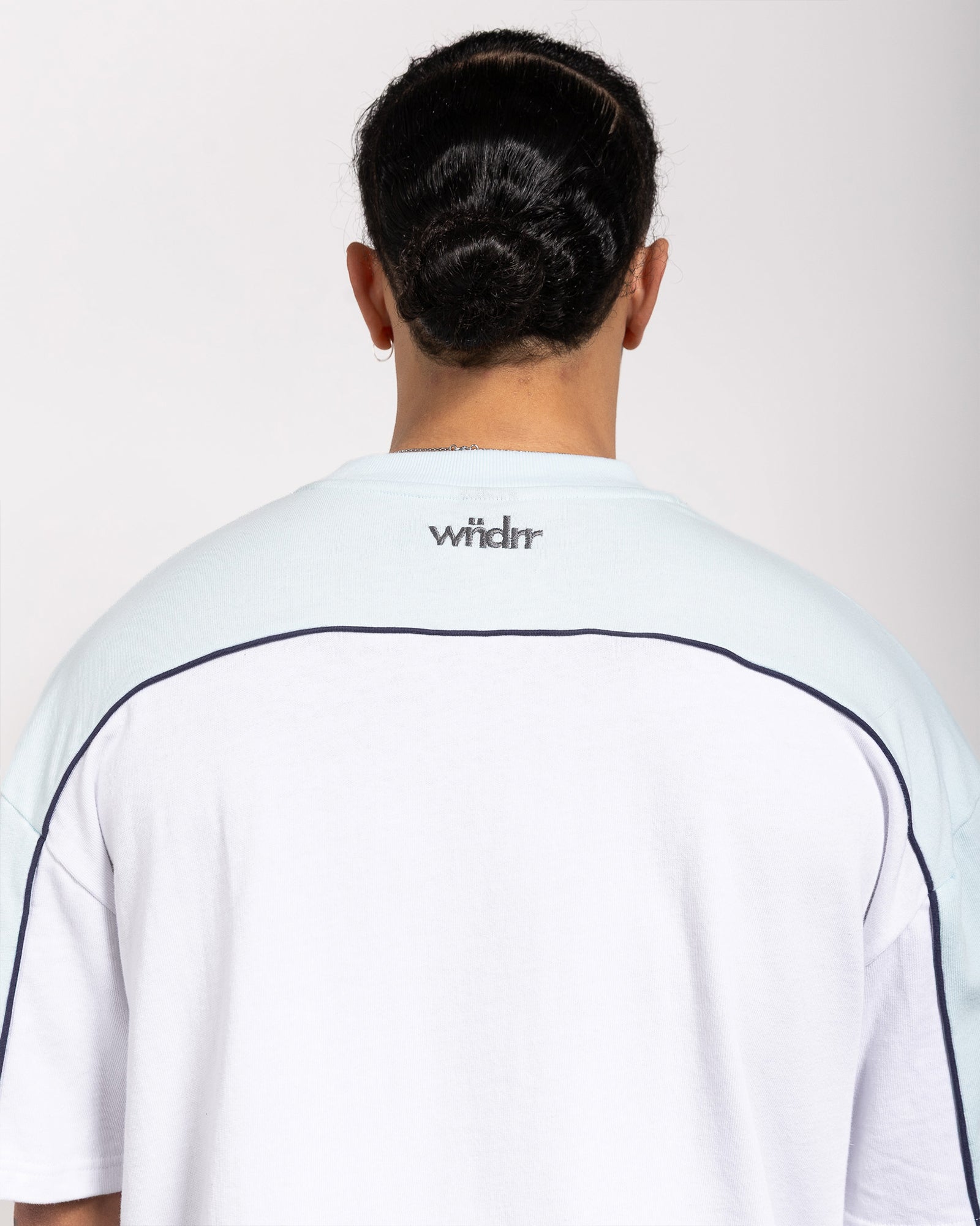 CREDIT PANEL HEAVY WEIGHT TEE - WHITE/BABY BLUE