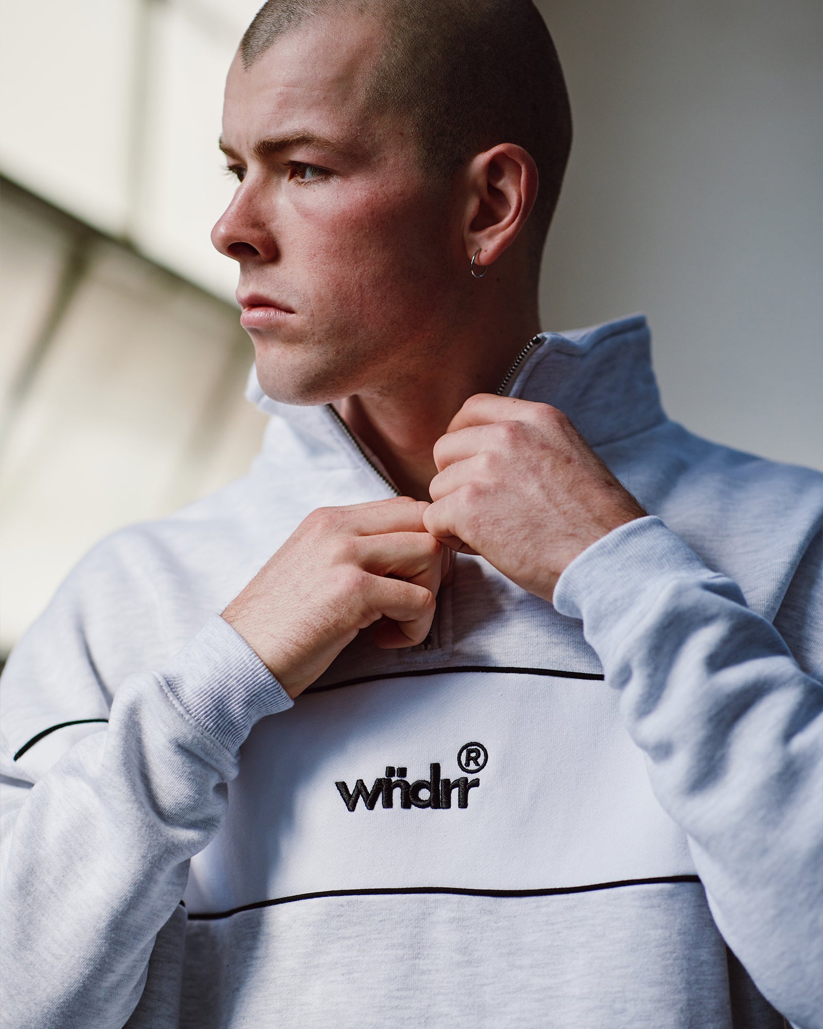 OFFCUT 1/4 ZIP SWEAT - WHITE MARLE