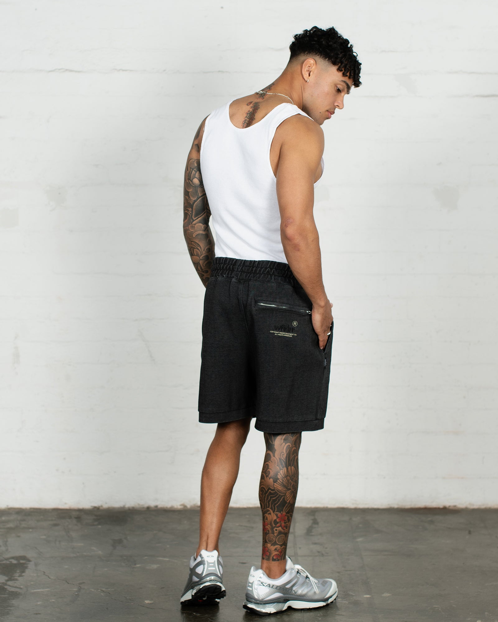 OFFCUT TECH TRACKSHORT - WASHED BLACK