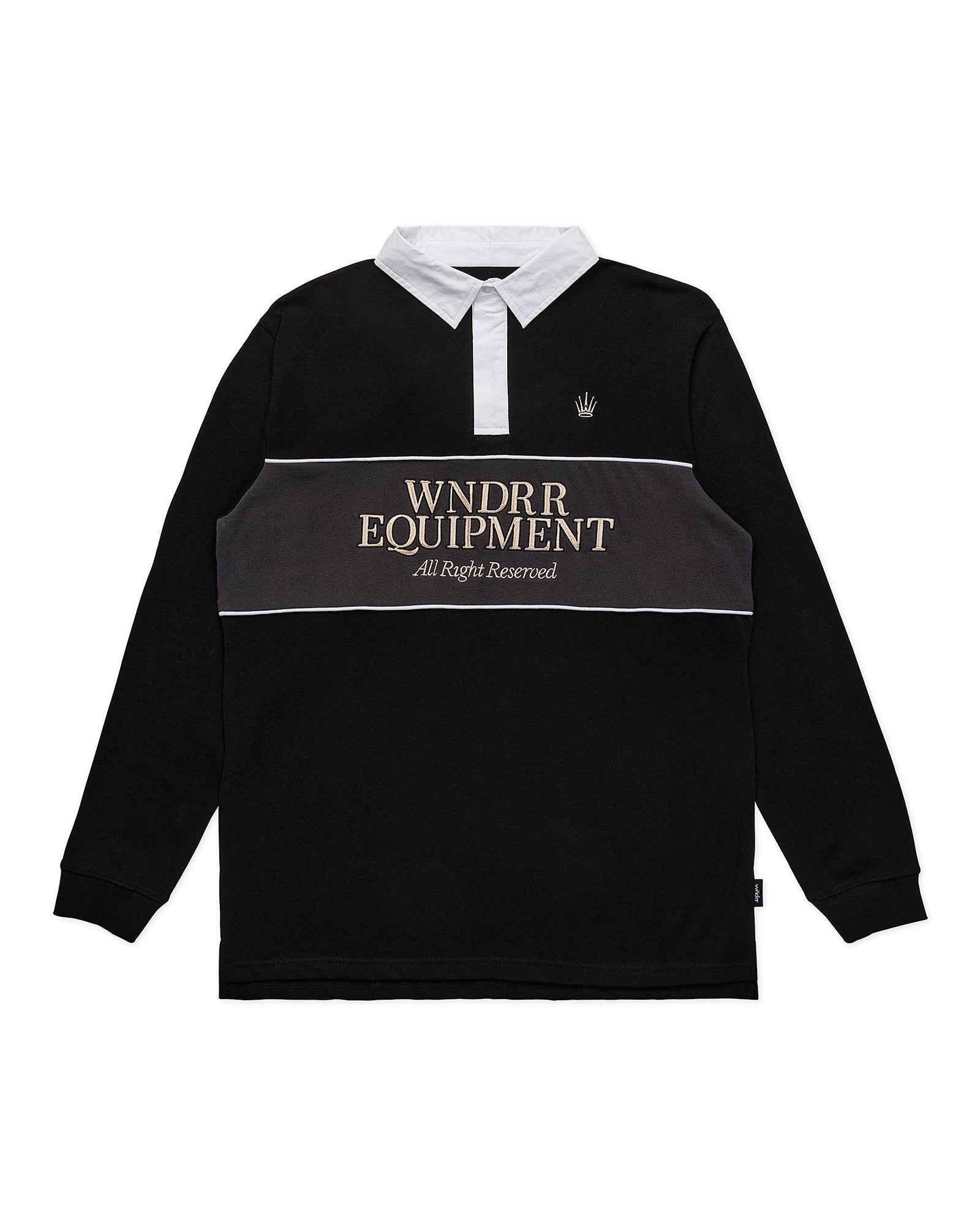REGAL PANEL RUGBY POLO - BLACK