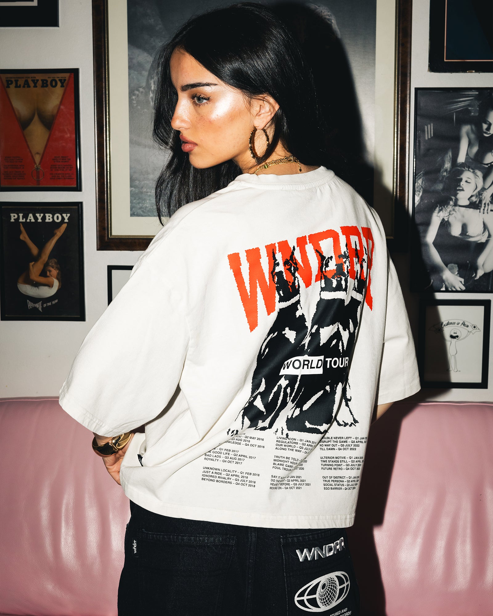 WOMENS WORLD TOUR CROPPED FIT TEE - WASHED WHITE